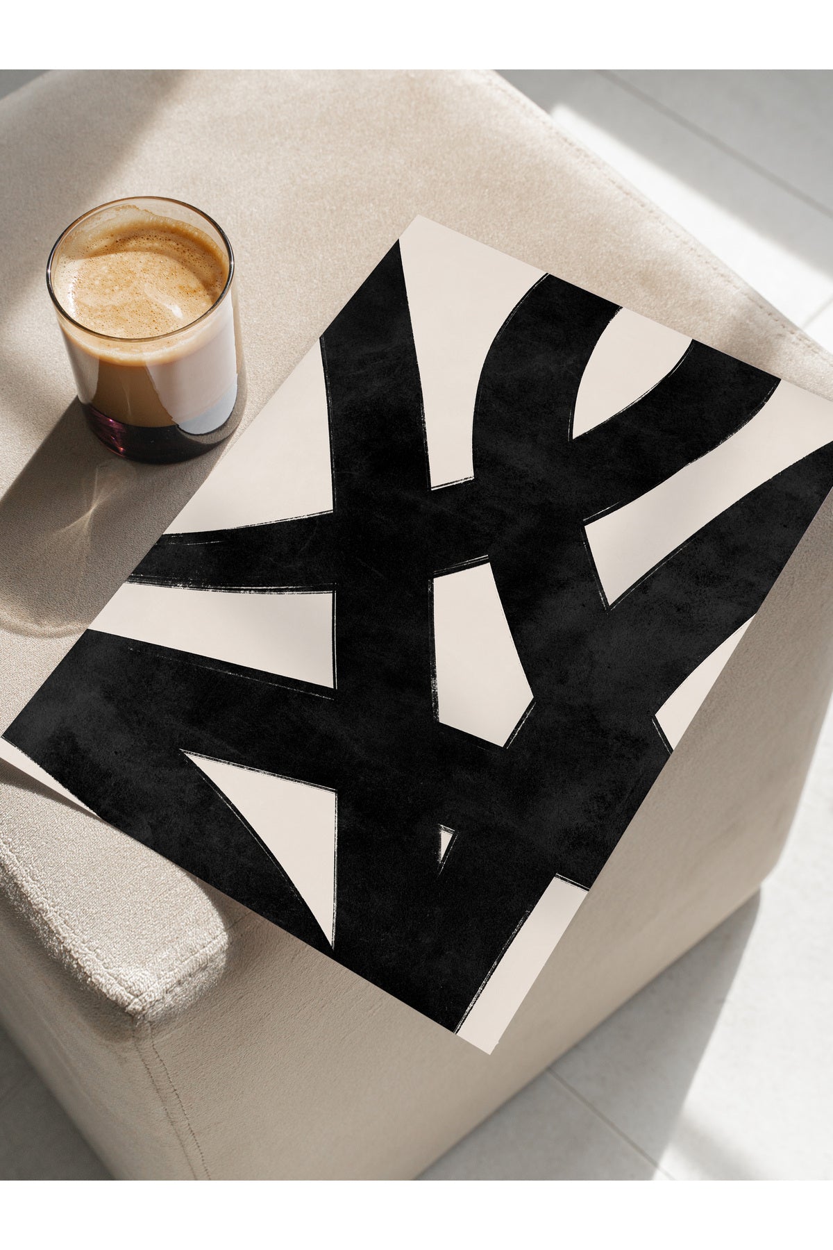 Siyah Beyaz Soyut Temalı Çerçevesiz Poster