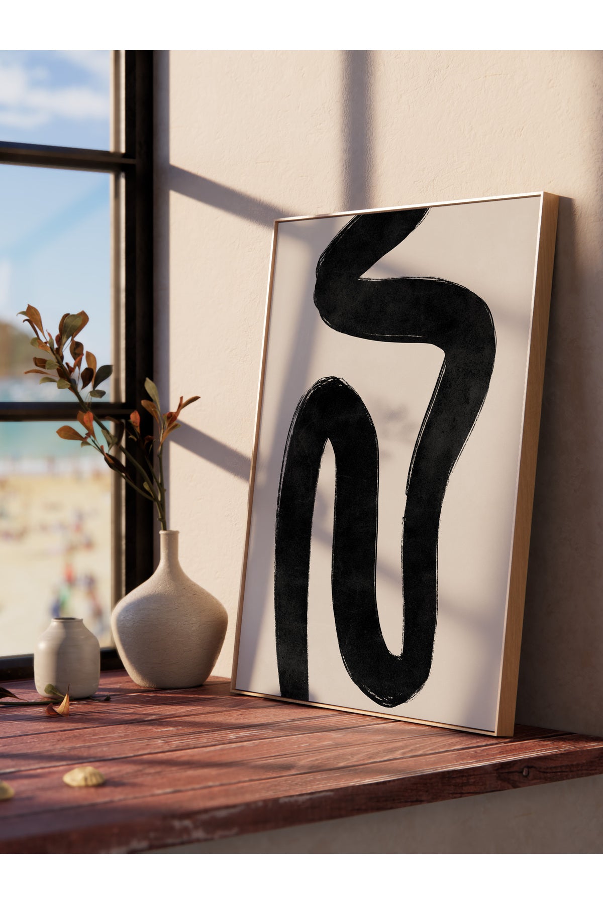 Siyah Beyaz Soyut Temalı Çerçevesiz Poster