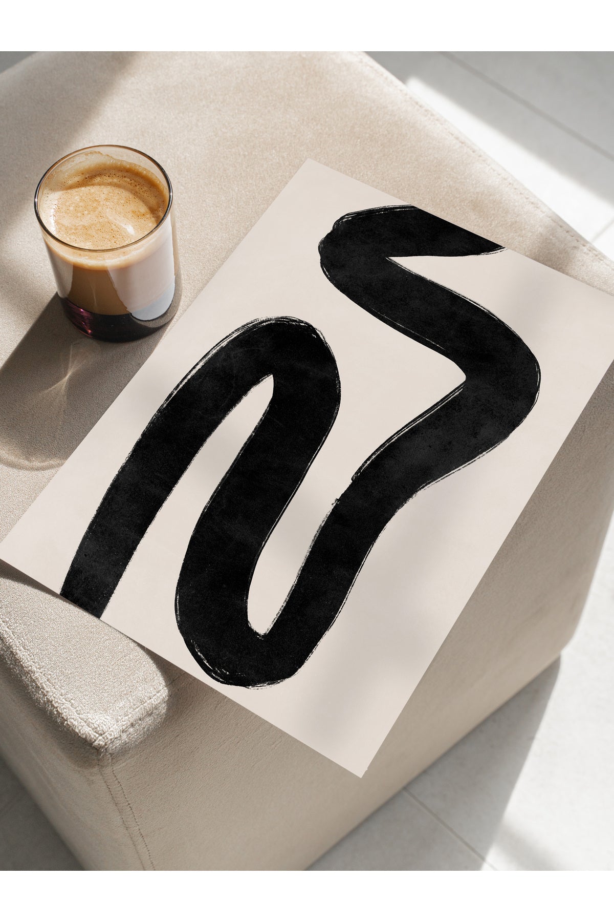 Siyah Beyaz Soyut Temalı Çerçevesiz Poster