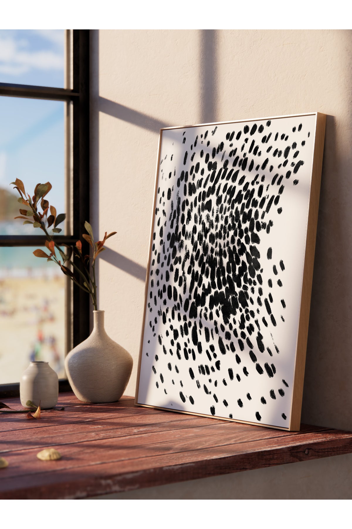 Siyah Beyaz Soyut Temalı Çerçevesiz Poster