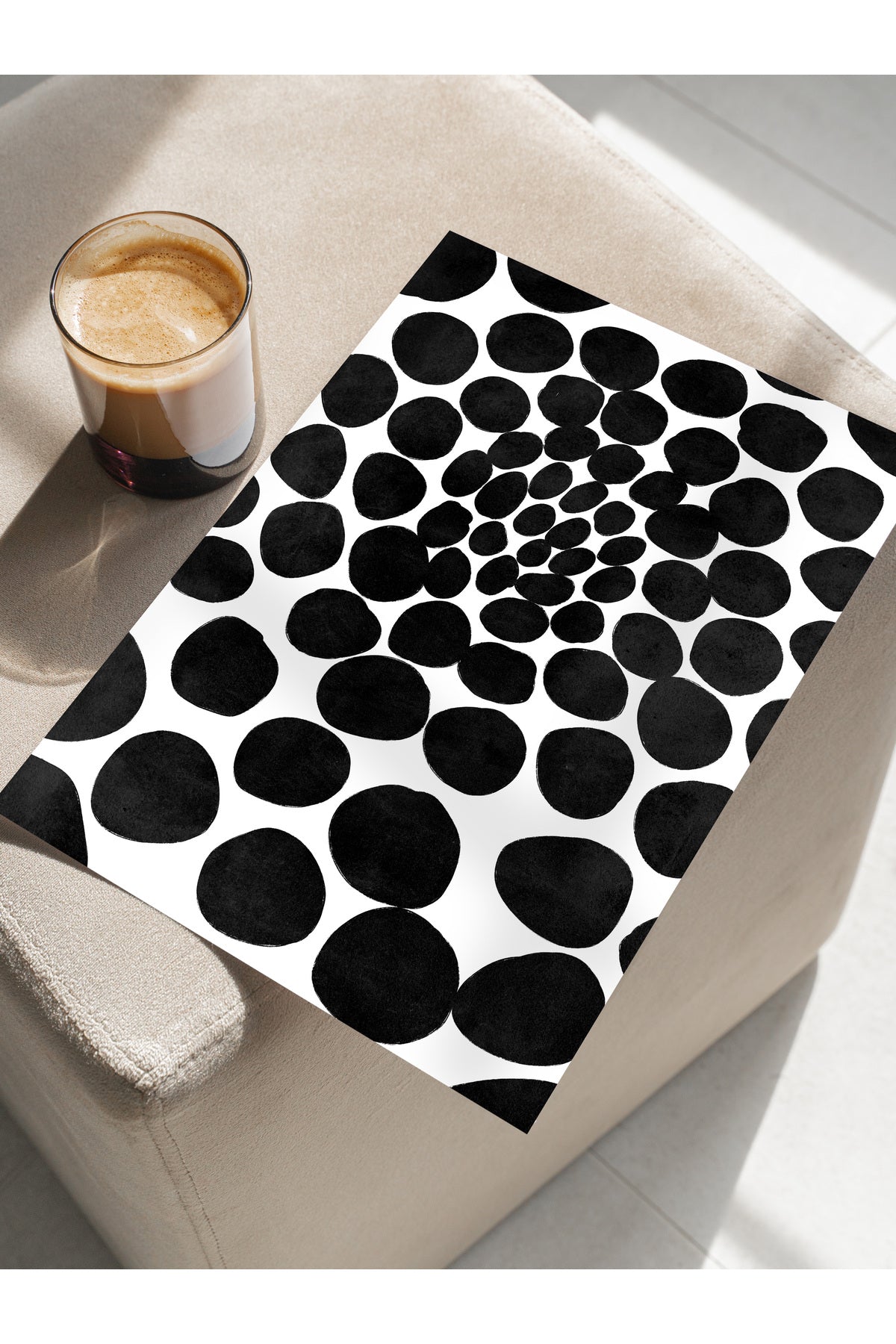 Siyah Beyaz Soyut Temalı Çerçevesiz Poster