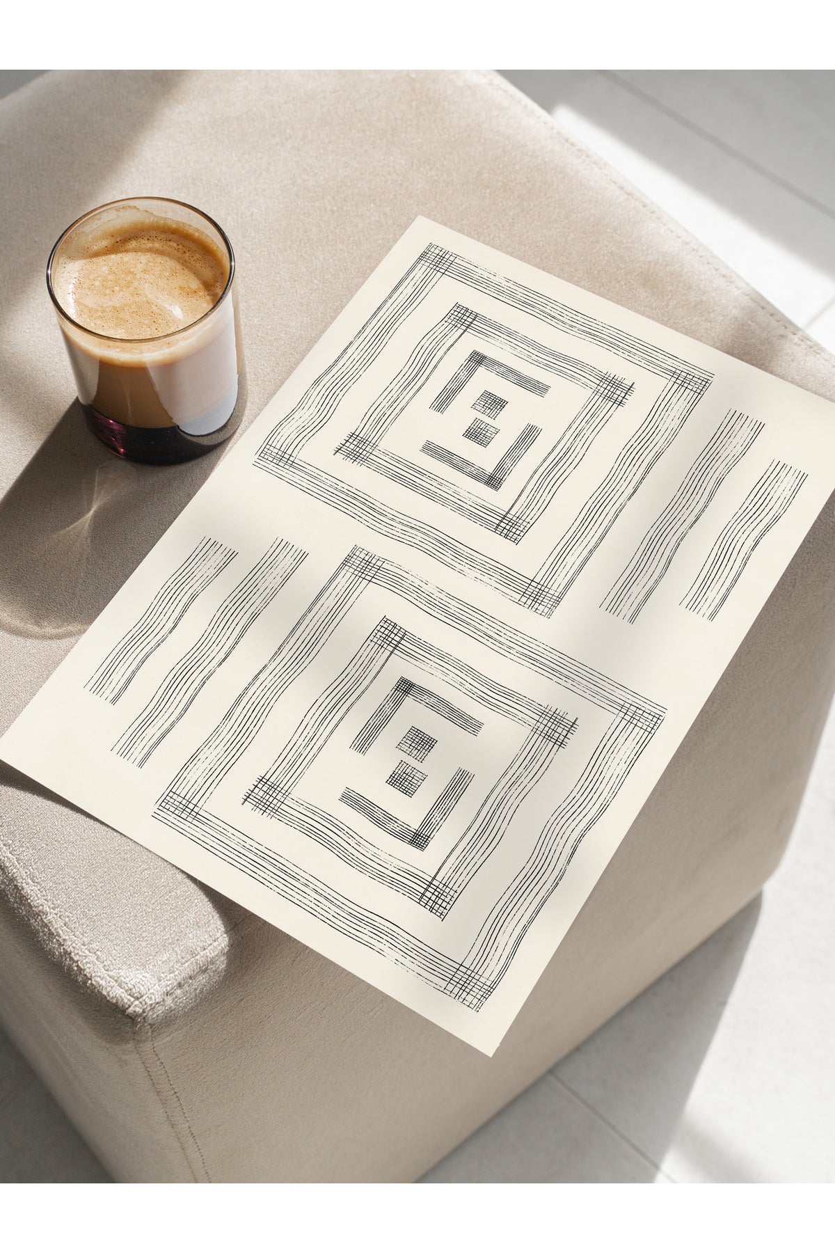 Siyah Beyaz Soyut Temalı Çerçevesiz Poster