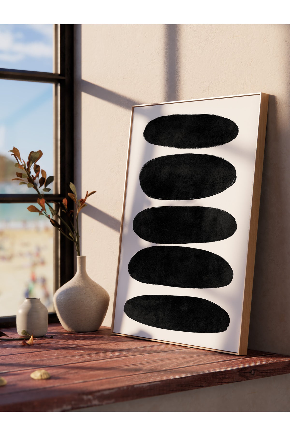 Siyah Beyaz Soyut Temalı Çerçevesiz Poster