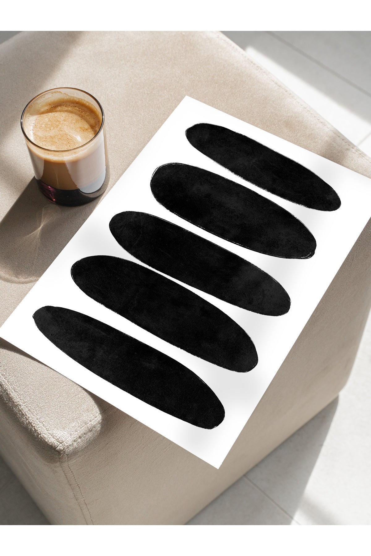 Siyah Beyaz Soyut Temalı Çerçevesiz Poster