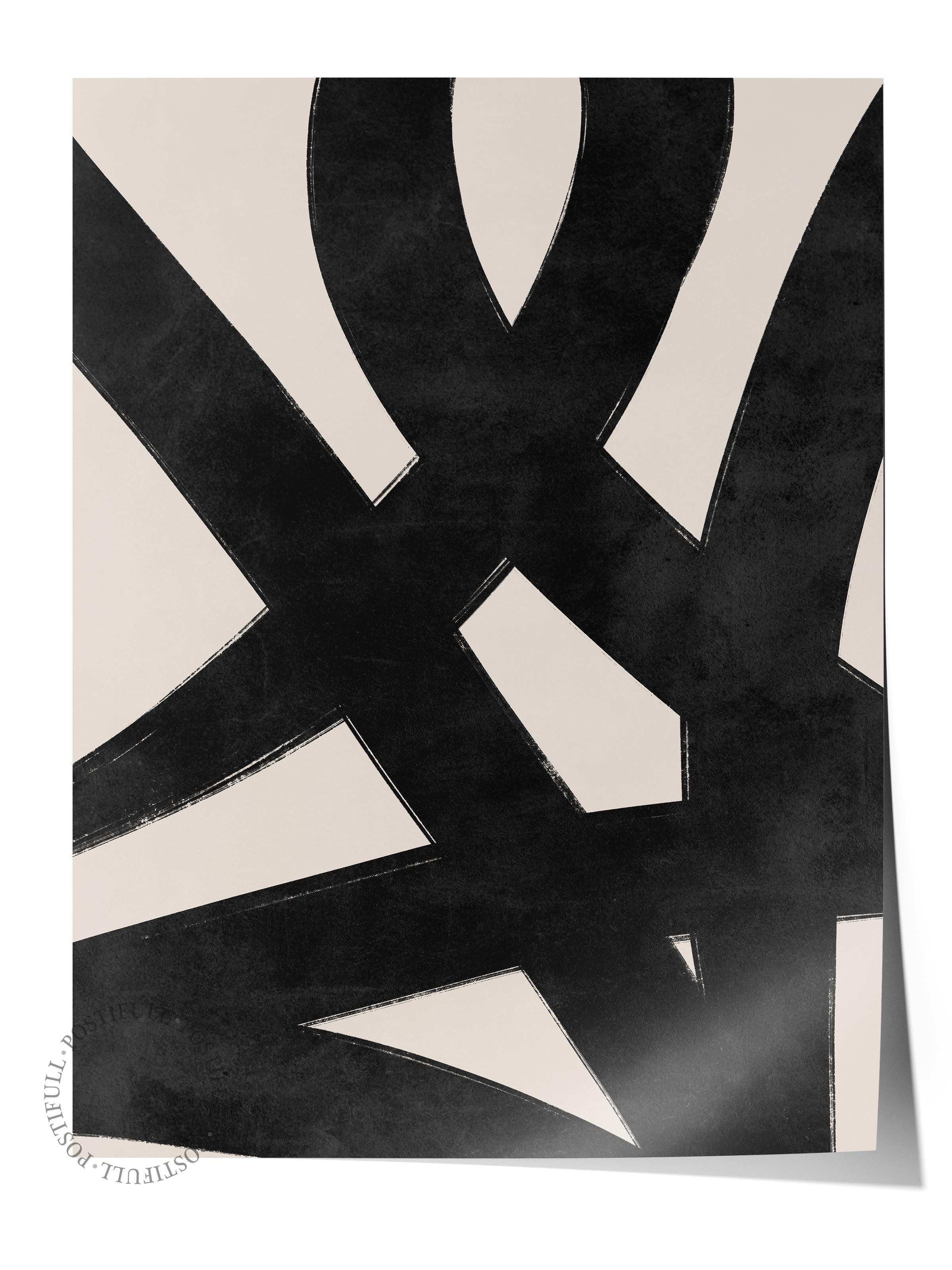 Siyah Beyaz Soyut Temalı Çerçevesiz Poster