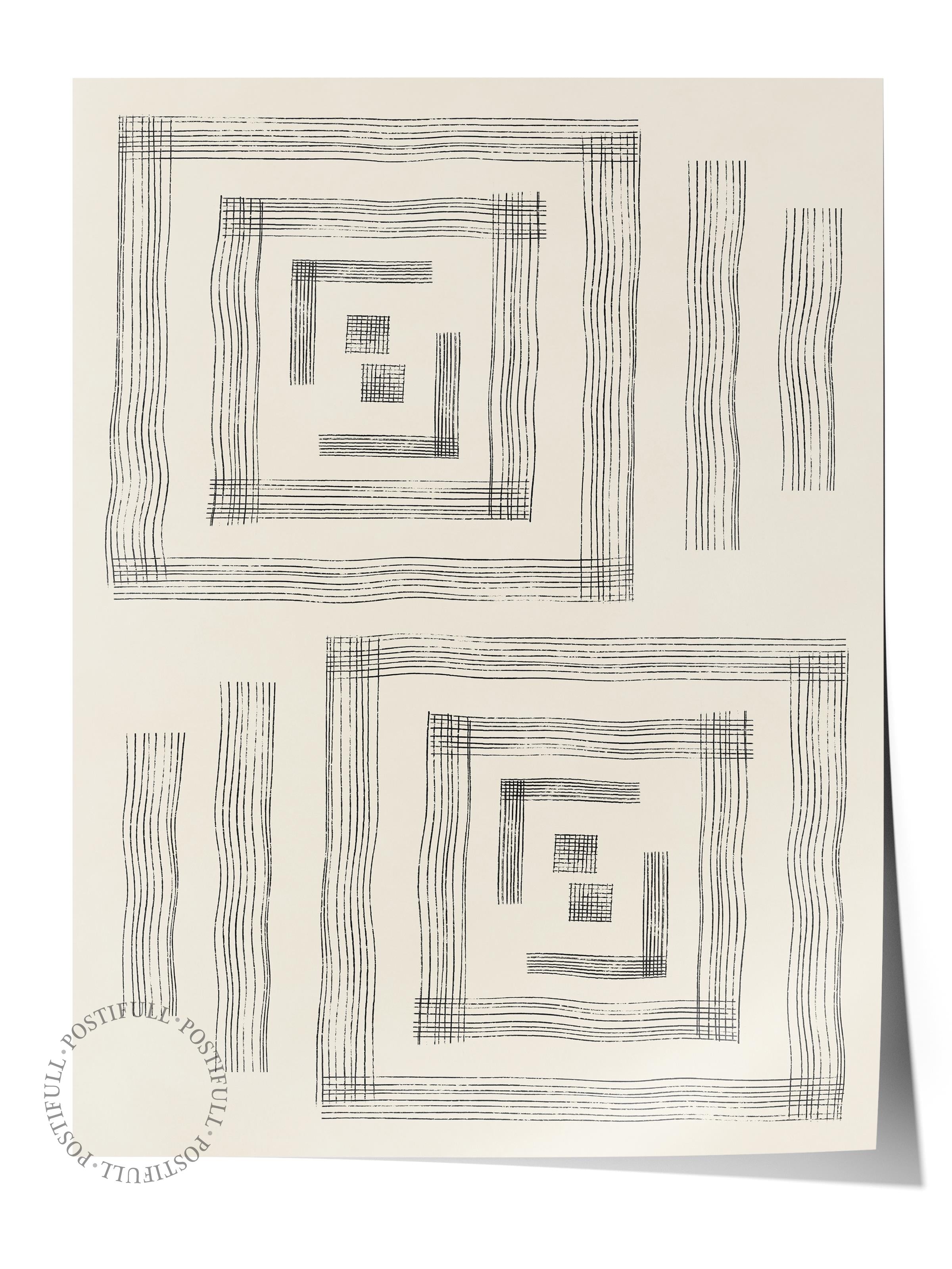 Siyah Beyaz Soyut Temalı Çerçevesiz Poster