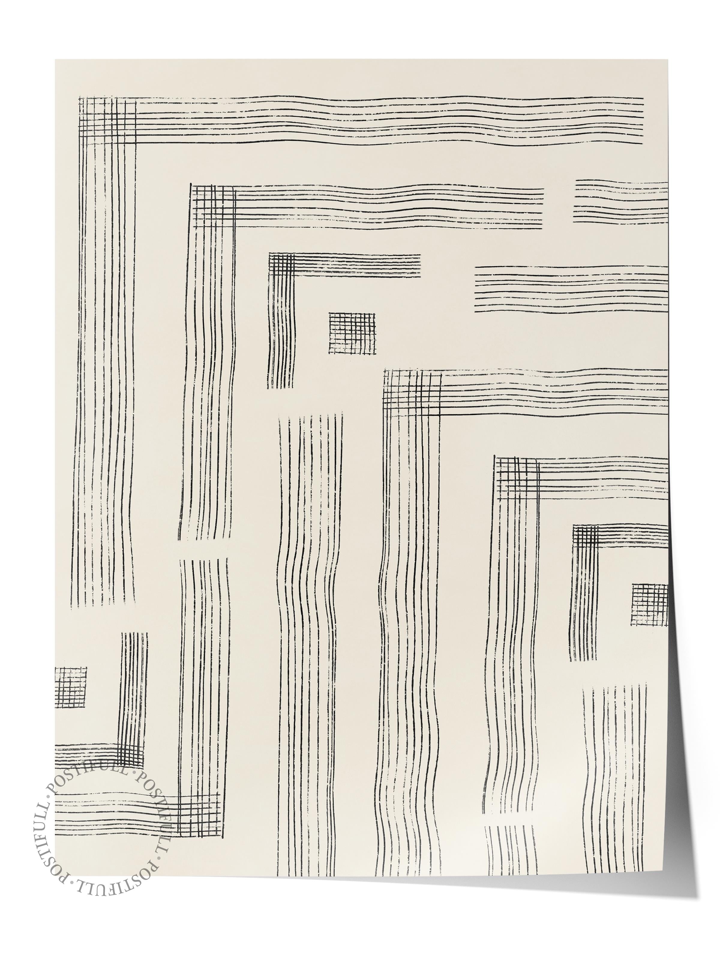 Siyah Beyaz Soyut Temalı Çerçevesiz Poster