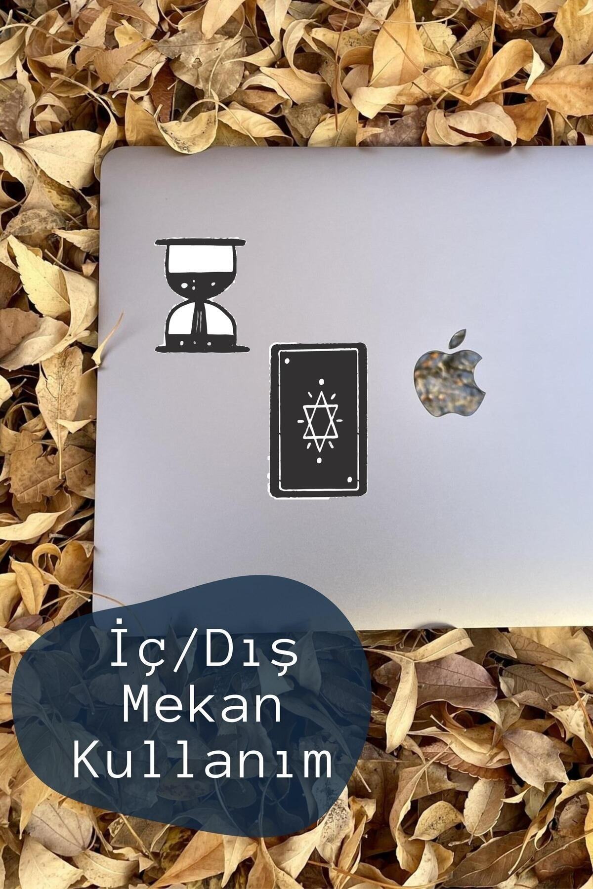 Siyah Beyaz Temalı Sticker Seti - 14 Adet Etiket Seti- Telefon, Tablet, Defter Laptop Uyumlu Etiket