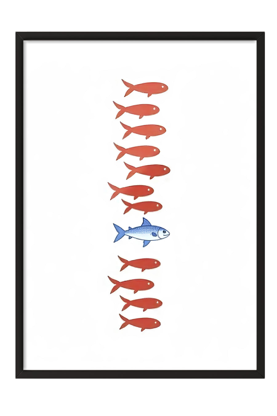Ters Yüzen Balık Poster Poster – Siyah Çerçeveli Tablo