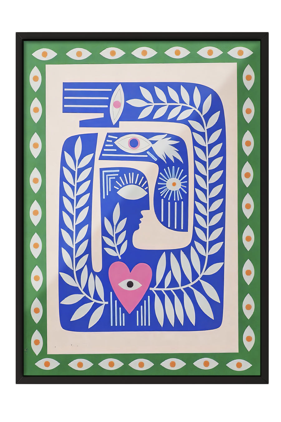 Siyah Çerçeveli Poster Tablo, Soyut Mavi, İllüstrasyon, Maximalist, Mavi Renk Poster, 2025 Yaz Seçkisi, NO:109489