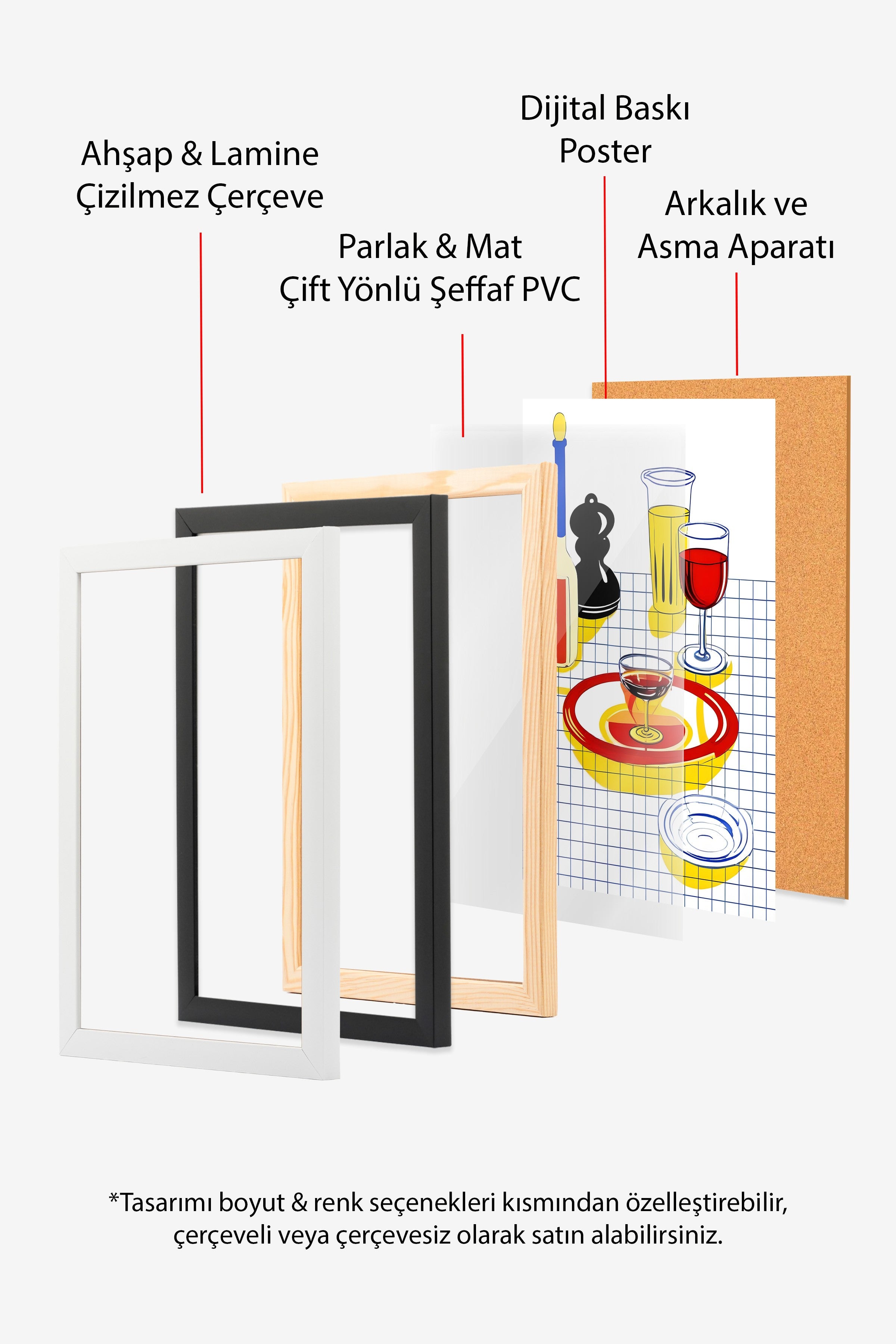 Siyah Çerçeveli Tablo, Absract Table, Comfort Serisi Mutfak Duvar Tablosu, NO:109158