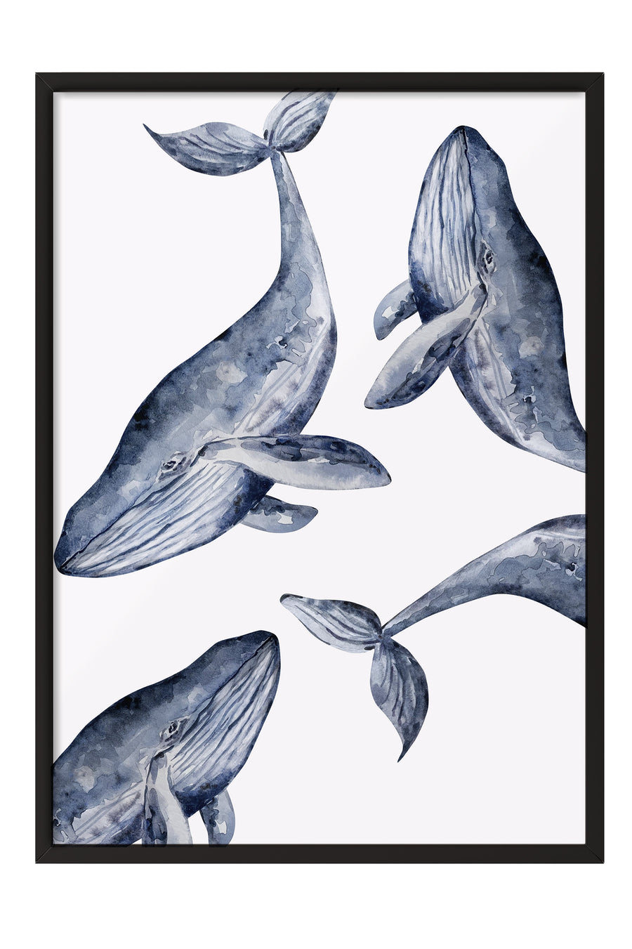 Mavi Balinalar Poster Beyaz Poster – Siyah Çerçeveli Tablo