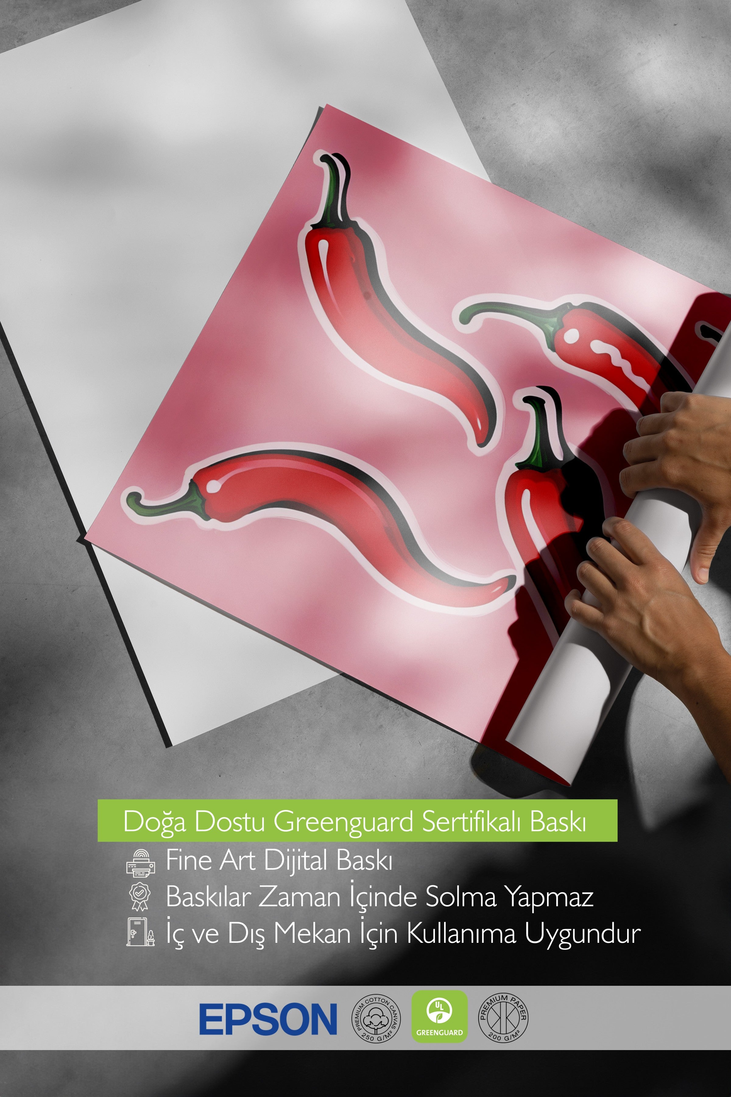 Siyah Çerçeveli Tablo, Chili Pepper, Comfort Serisi Mutfak Duvar Tablosu, NO:109057