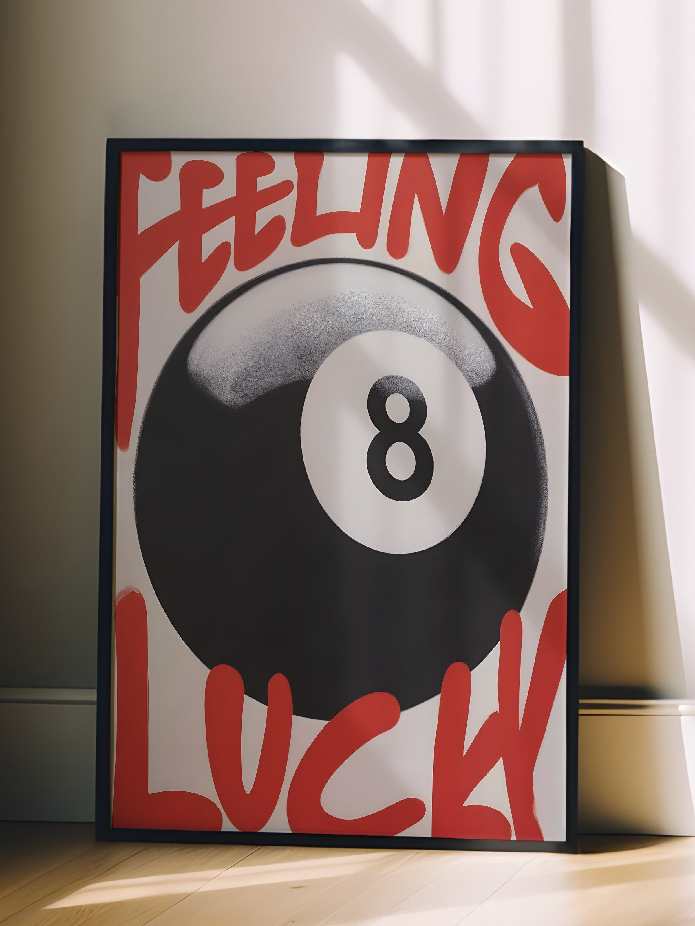 Siyah Çerçeveli Tablo, Feeling Luck, Comfort Serisi Poster ve Duvar Tablosu, NO:108925