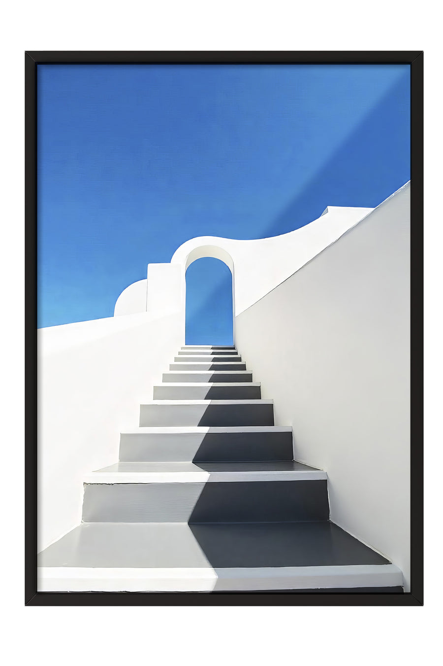 Merdiven ve Mavi Gökyüzü Poster Poster – Siyah Çerçeveli Tablo