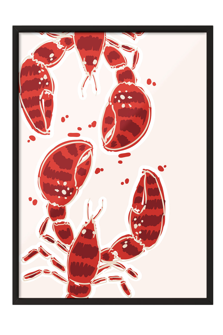 Kırmızı Yengeç İllüstrasyonu Poster Beyaz Poster – Siyah Çerçeveli Tablo