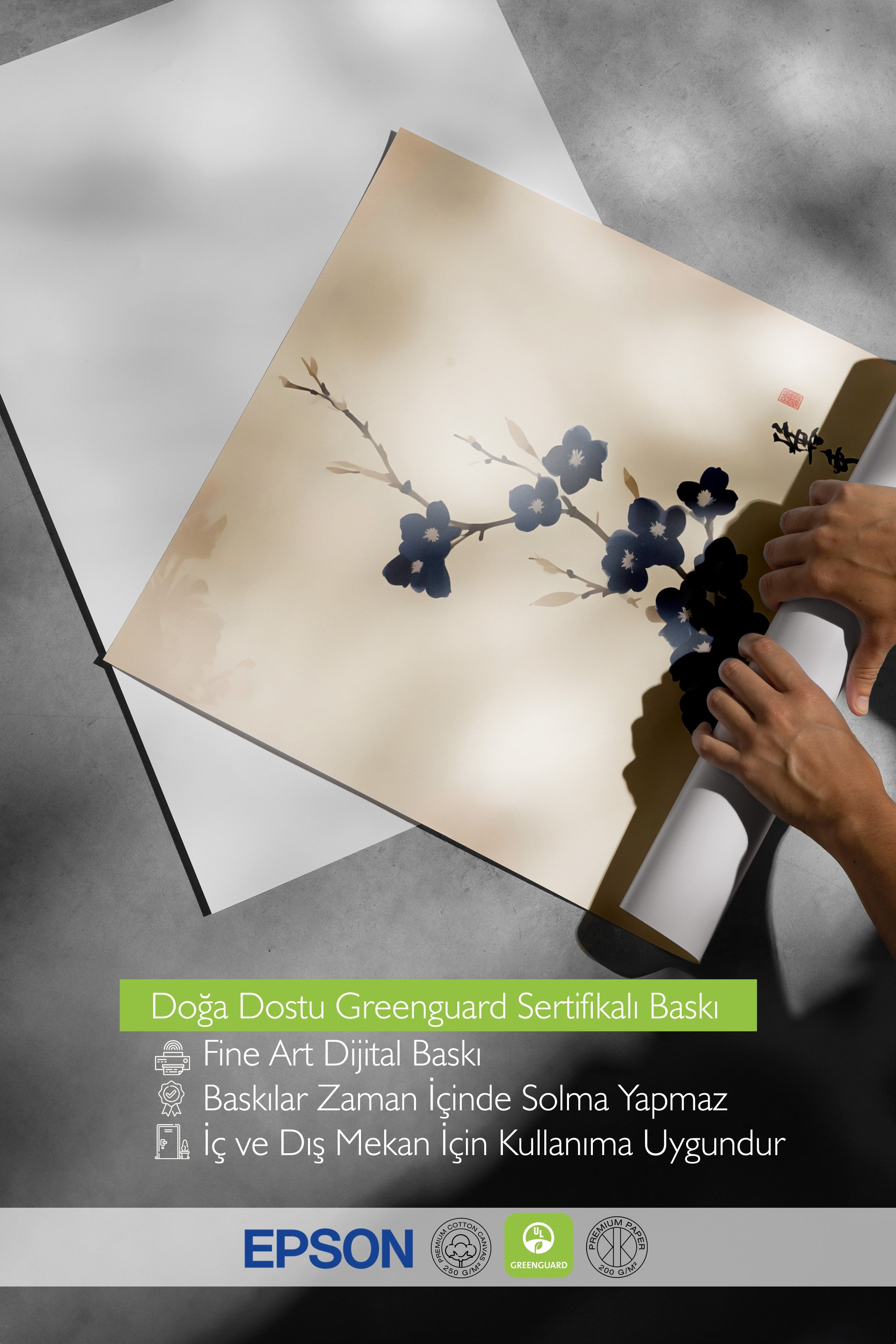 Siyah Çerçeveli Tablo, Japanese Floral Art, Comfort Serisi Poster ve Duvar Tablosu, NO:108919