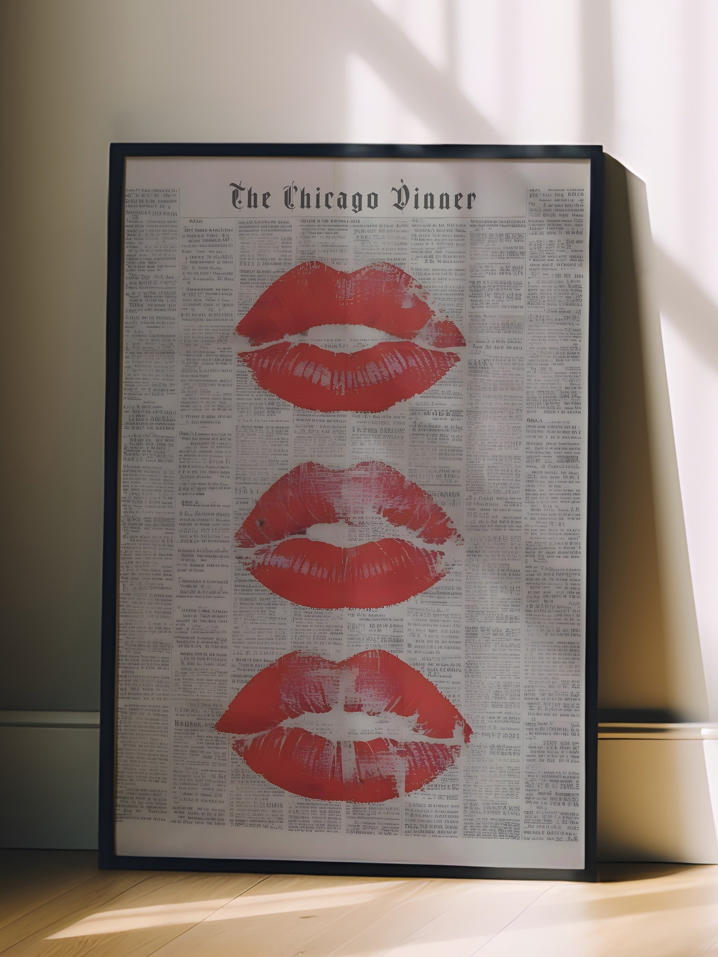 Siyah Çerçeveli Tablo, Kisses for the newspaper, Comfort Serisi Poster ve Duvar Tablosu, NO:108923