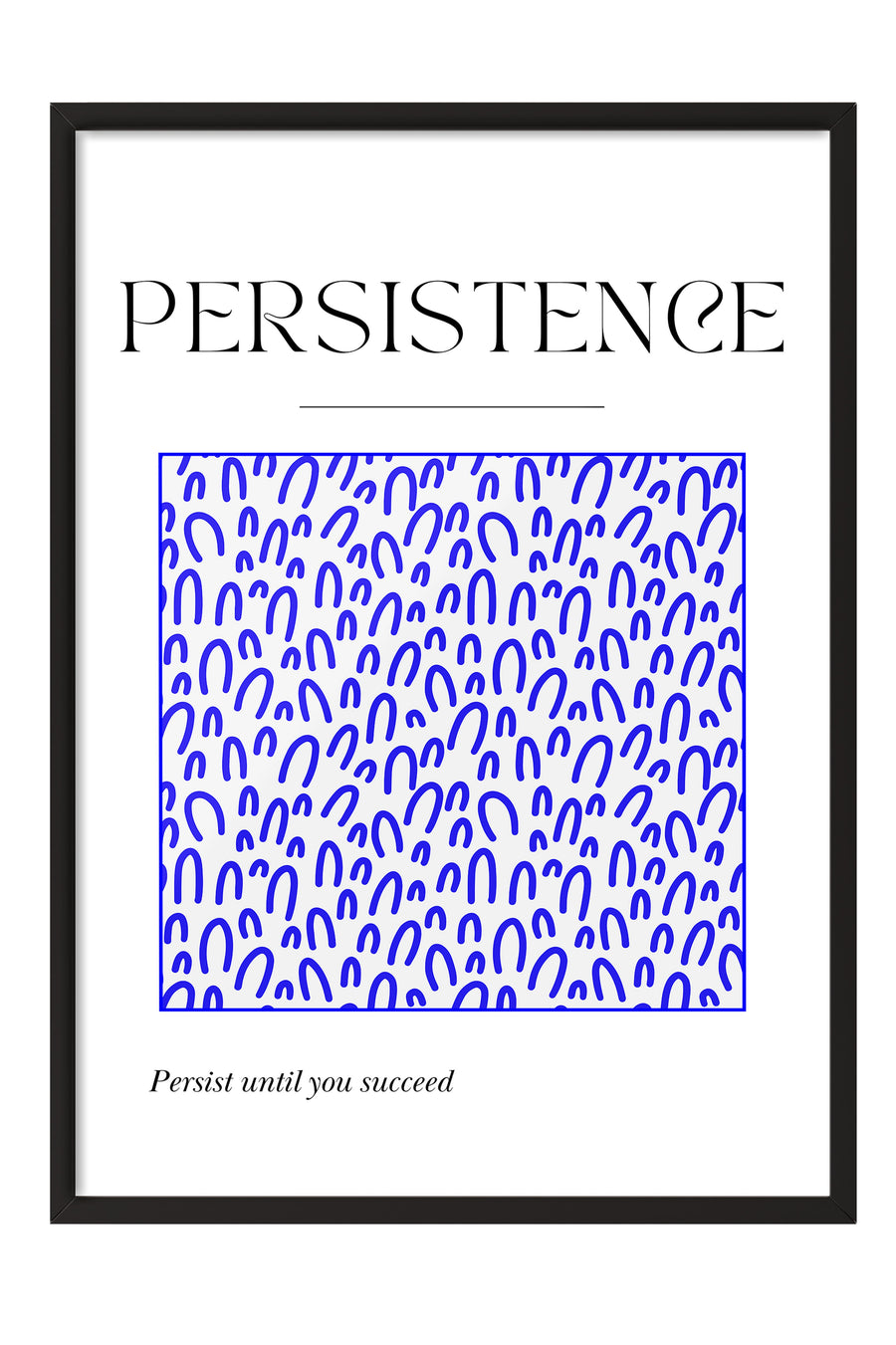 Azim Temalı Soyut Desen Sanatı Minimalist Beyaz Poster – Siyah Çerçeveli Tablo