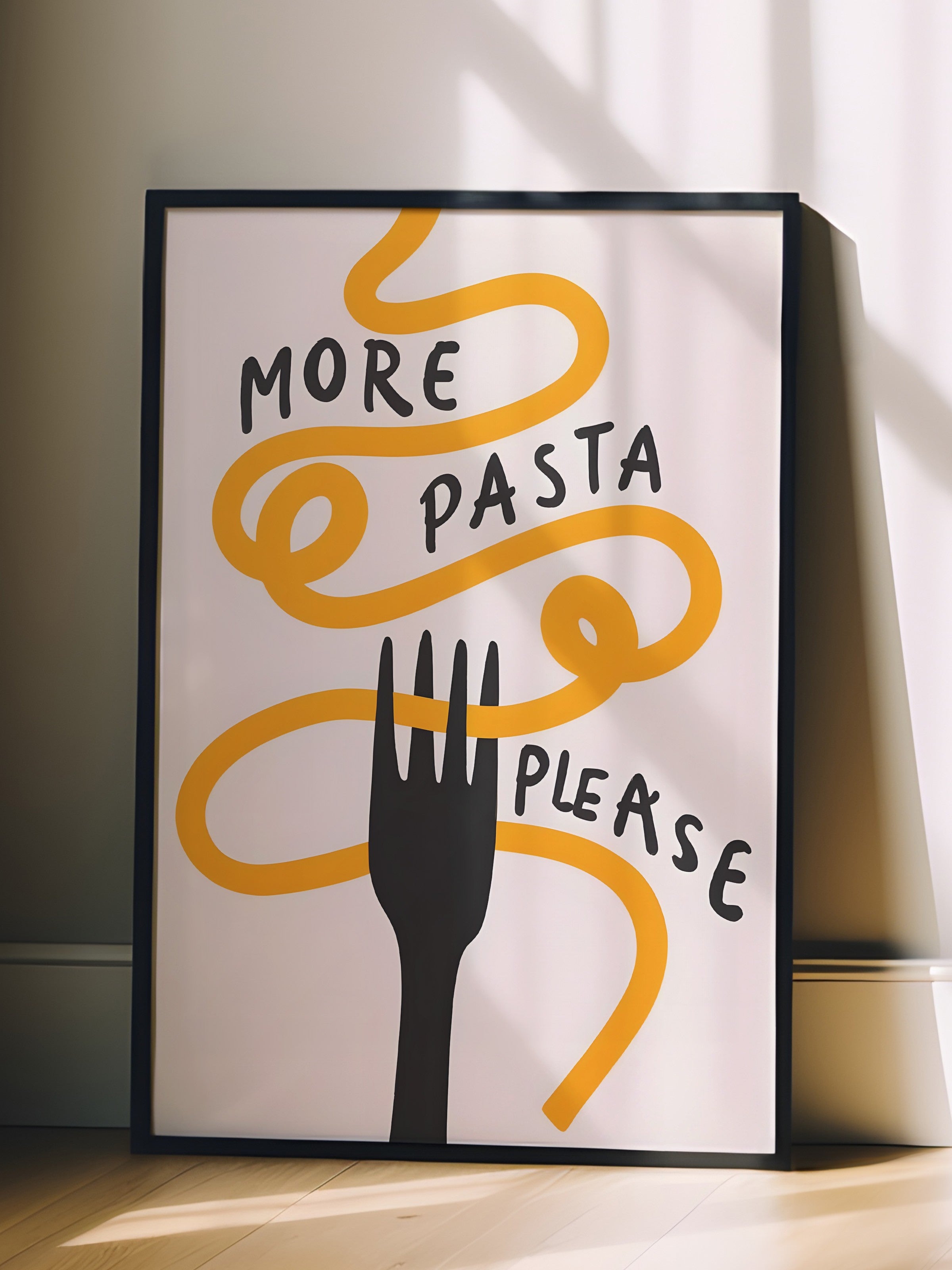 Siyah Çerçeveli Tablo, More Pasta Please, Comfort Serisi Mutfak Duvar Tablosu, NO:109088