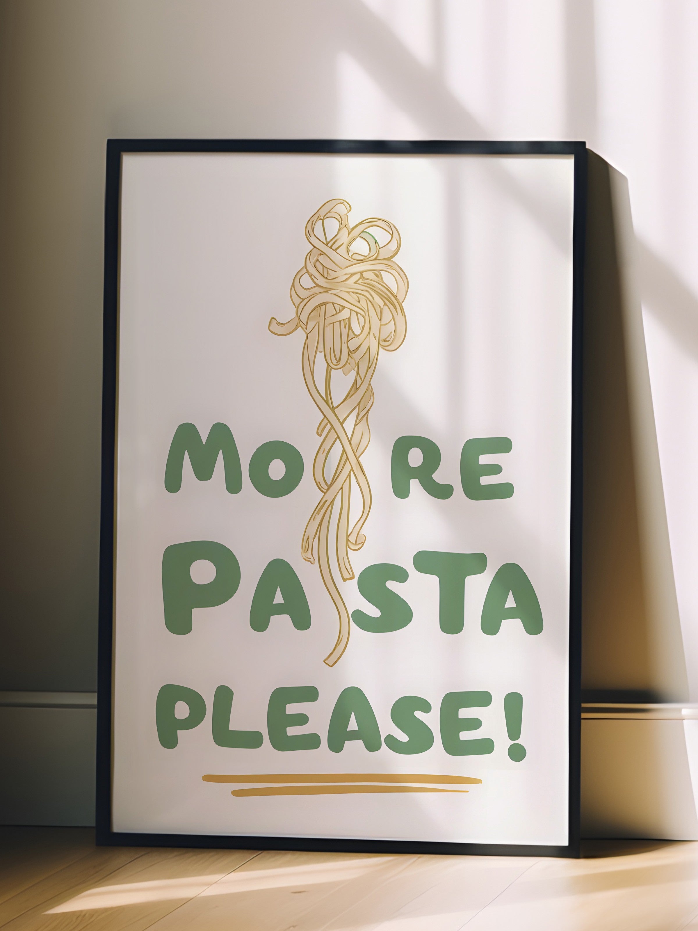 Siyah Çerçeveli Tablo, More Pasta Please, Comfort Serisi Mutfak Duvar Tablosu, NO:109151