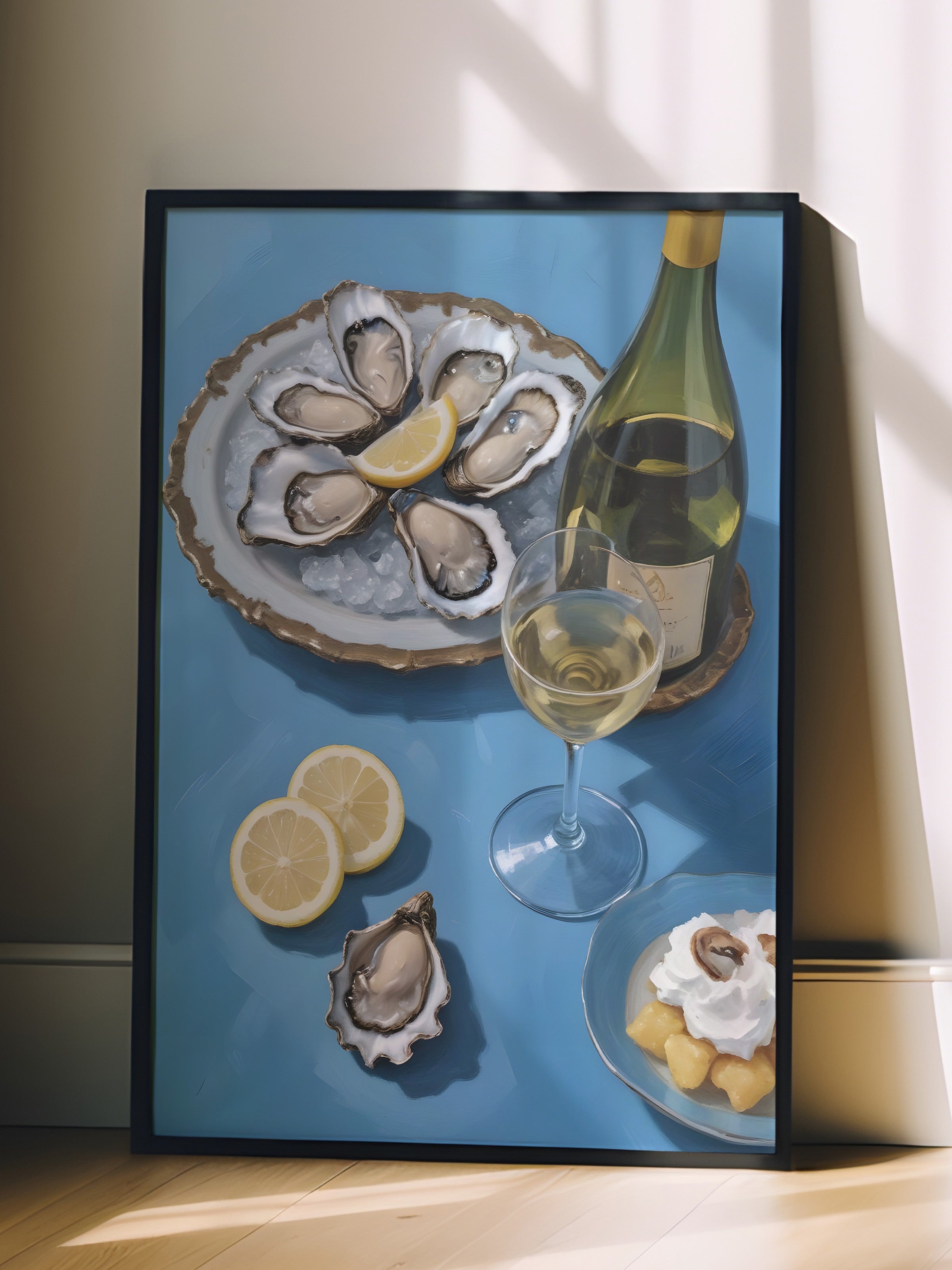 Siyah Çerçeveli Tablo, Mussel With A Broken Glass, Comfort Serisi Mutfak Duvar Tablosu, NO:109155