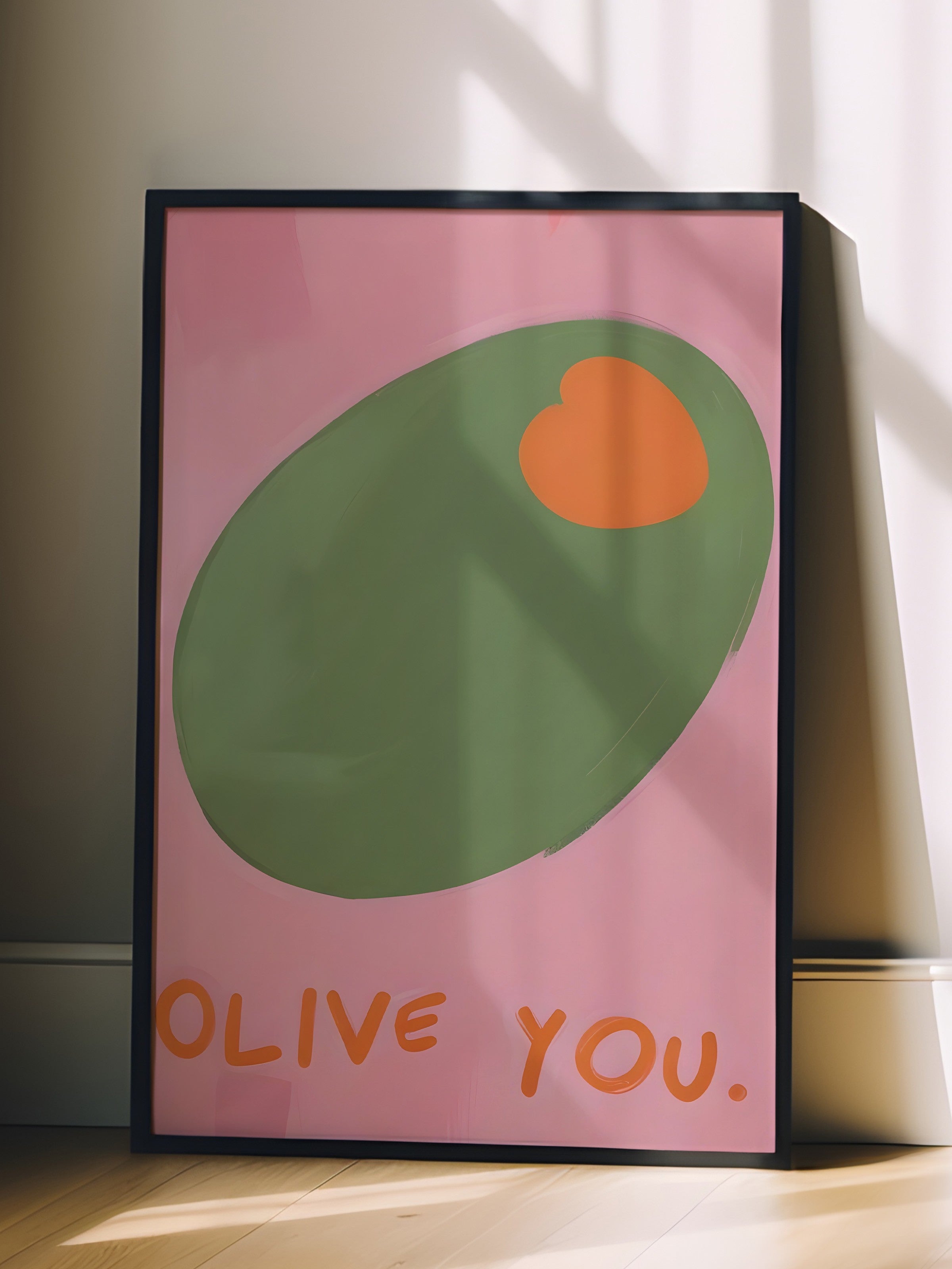 Siyah Çerçeveli Tablo, Olive You, Comfort Serisi Mutfak Duvar Tablosu, NO:109143