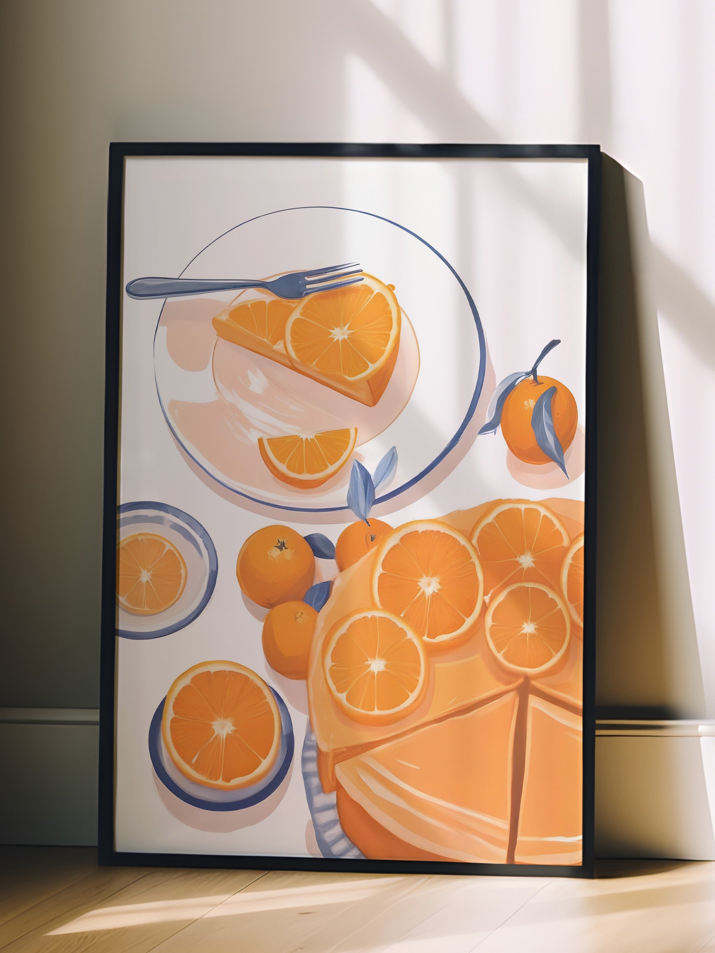 Siyah Çerçeveli Tablo, Orange Slices, Comfort Serisi Mutfak Duvar Tablosu, NO:109130