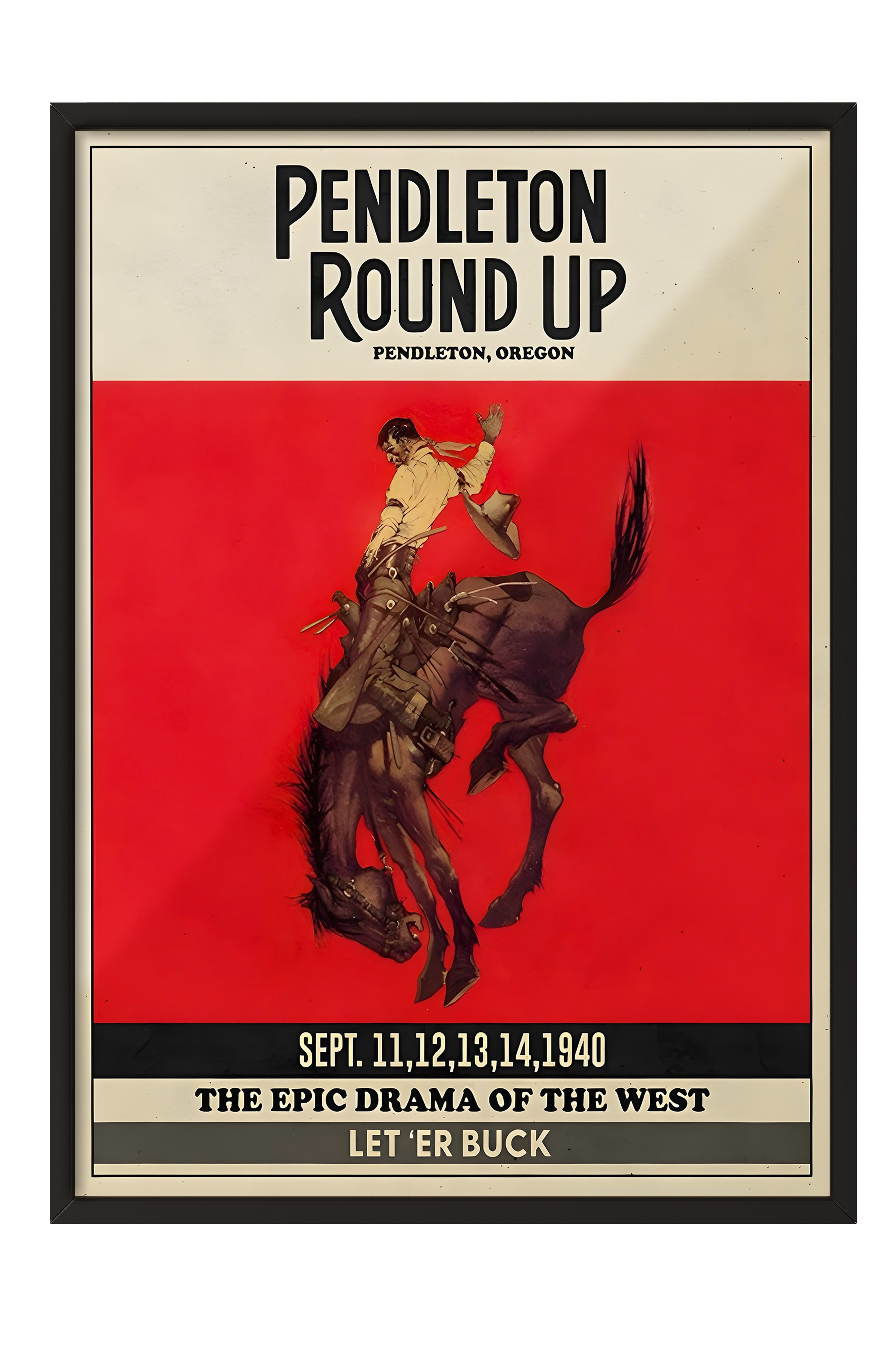 Siyah Çerçeveli Tablo, Pendleton Round Up Rodeo, Comfort Serisi Poster ve Duvar Tablosu, NO:108960