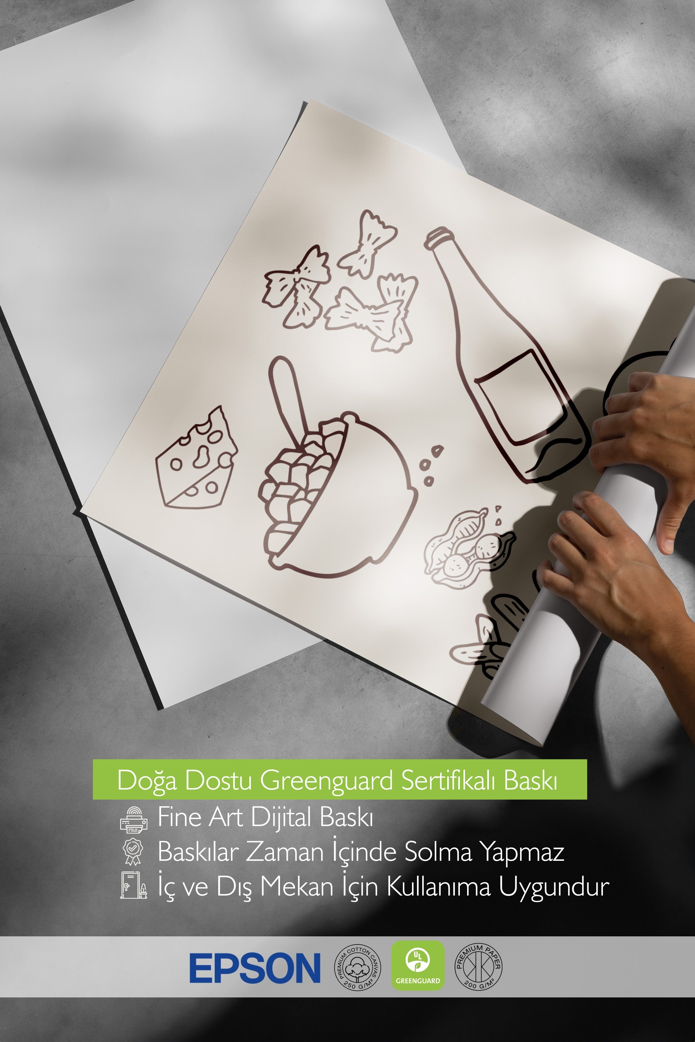 Siyah Çerçeveli Tablo, Peynir, Şişe, Burger, illüstrasyon, Minimalist, Kahverengi, Bej Renk Poster, 2025 Yaz Seçkisi, NO:109806