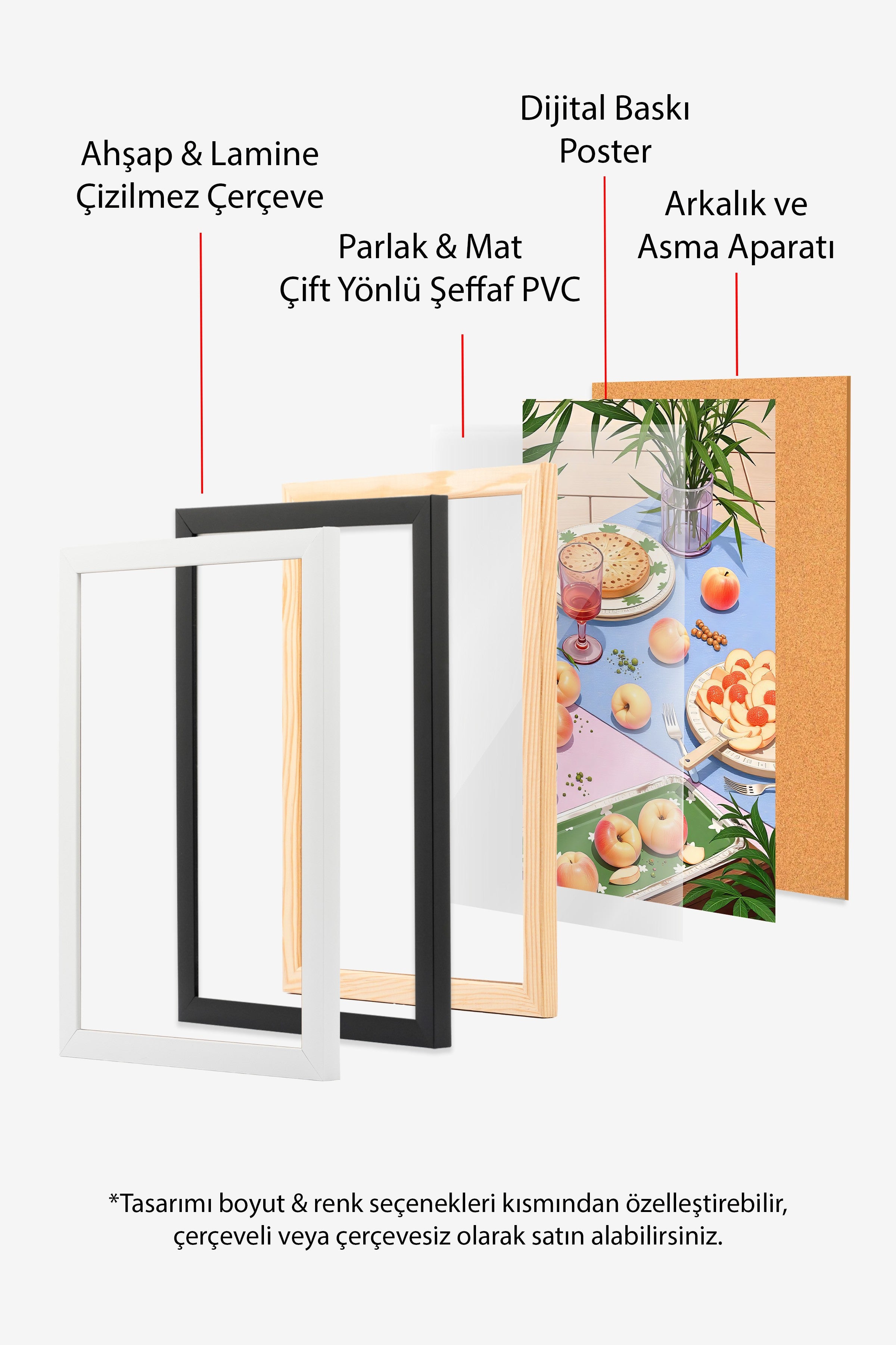 Siyah Çerçeveli Tablo, Piknik, İllüstrasyon, Maximalist, sarı Renk Poster, 2025 Yaz Seçkisi, NO:109781