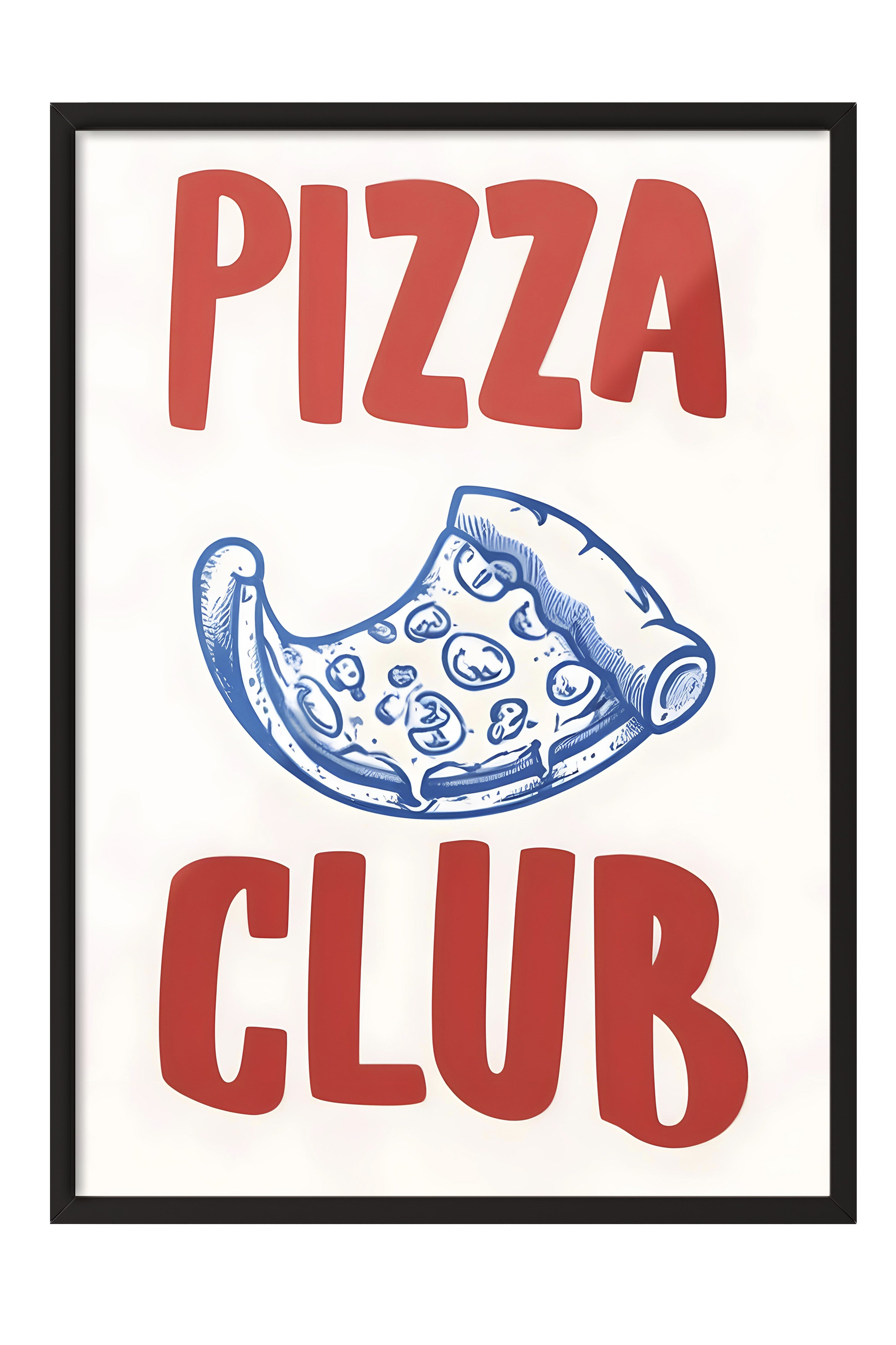 Siyah Çerçeveli Tablo, Pizza Club, Comfort Serisi Mutfak Duvar Tablosu, NO:109071