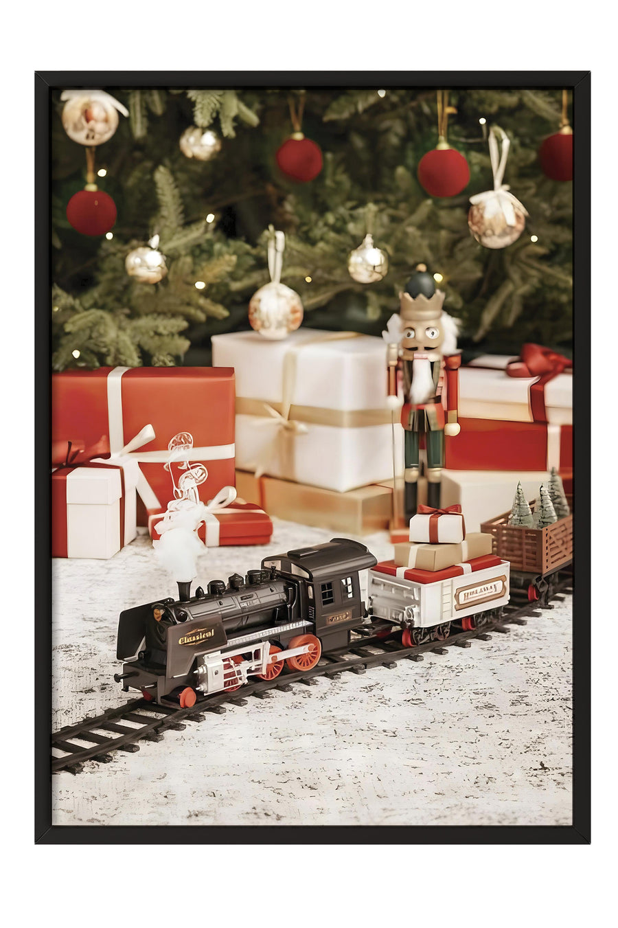 Noel Treni Yılbaşı Poster – Siyah Çerçeveli Tablo