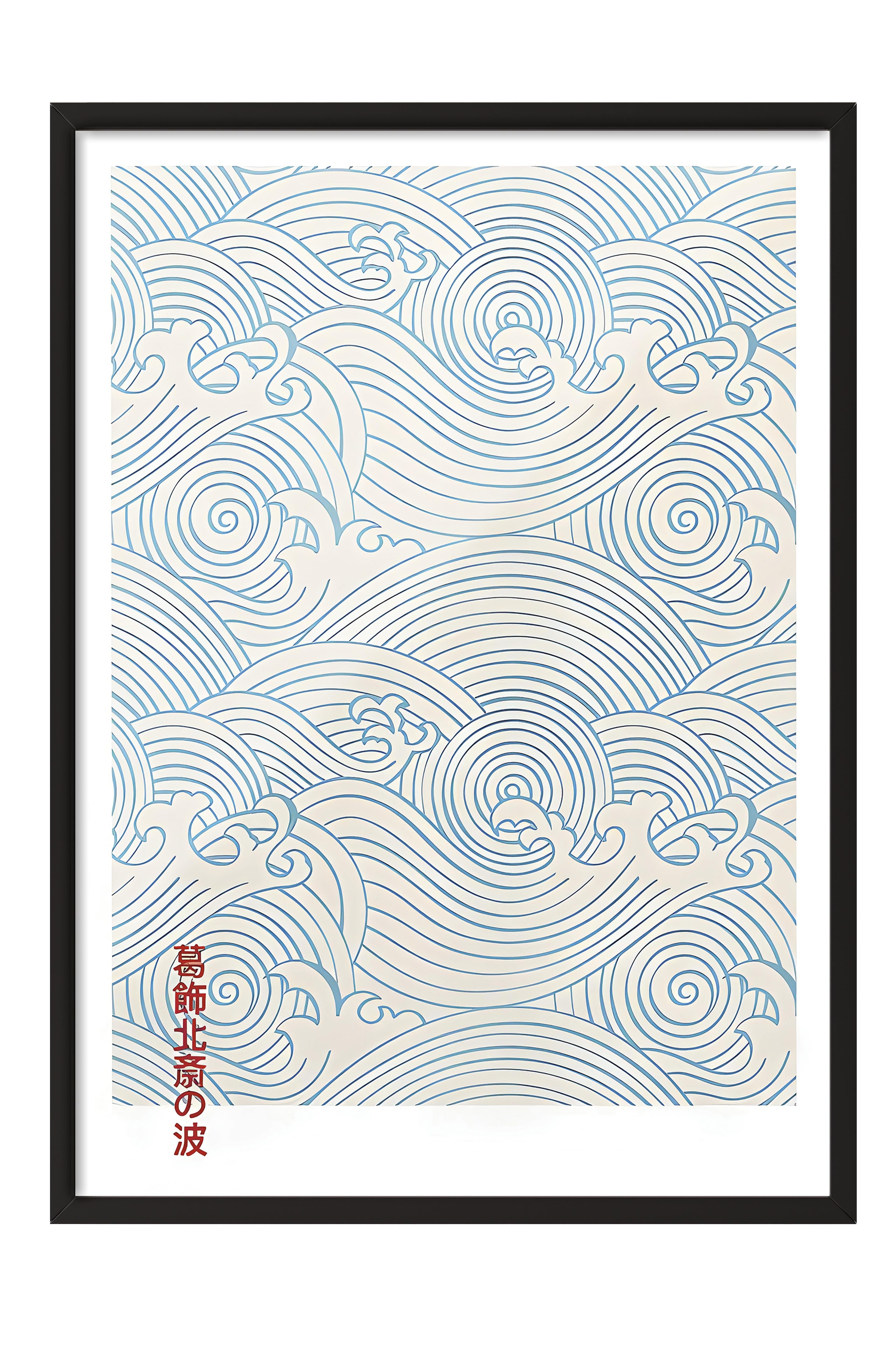 Siyah Çerçeveli Tablo, Poster ve Çerçeve Seti, Blue Waves Comfort Serisi NO:108709