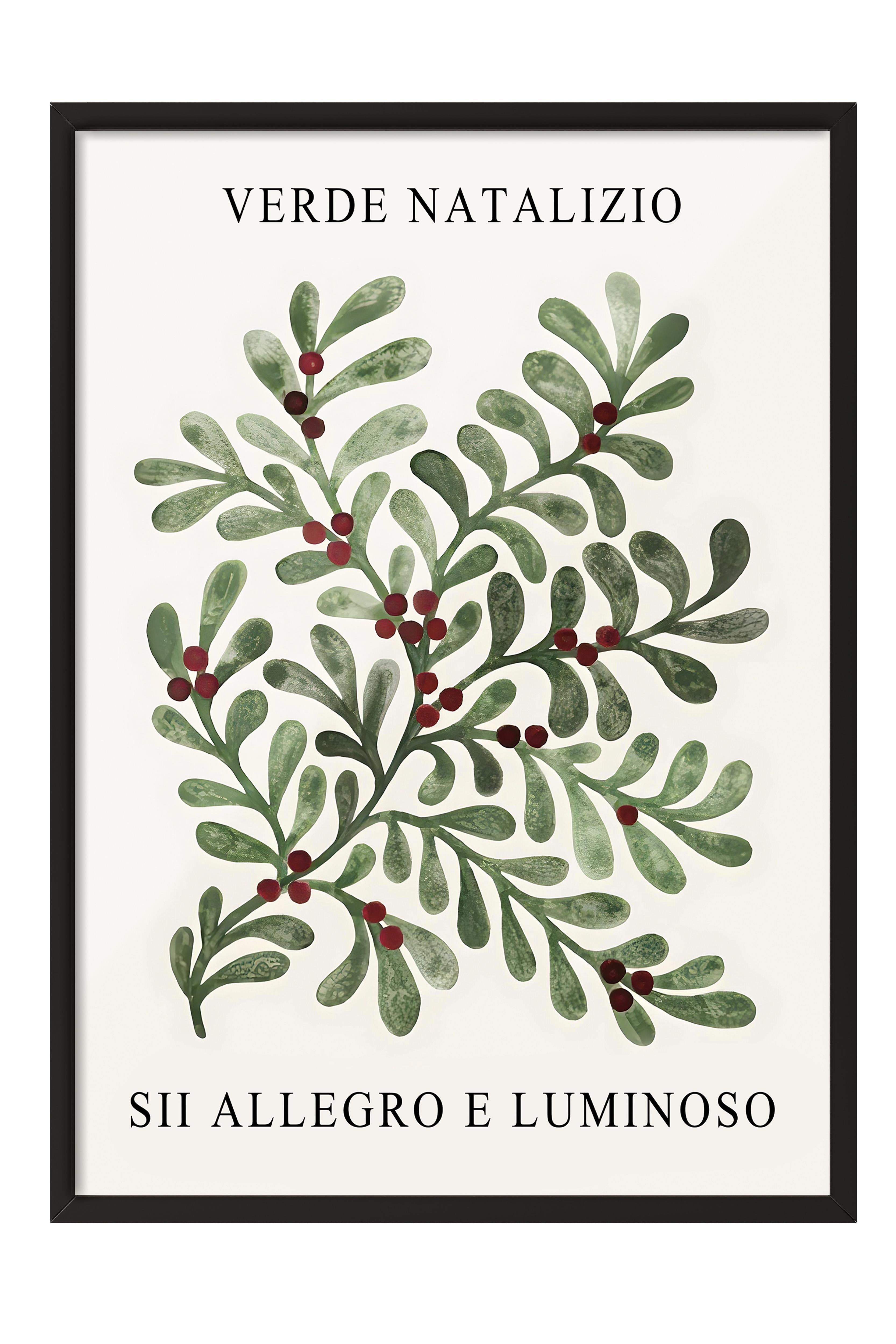 Siyah Çerçeveli Tablo, Yılbaşı Poster, Yılbaşı Dekoru,Christmas Greenery Comfort Serisi NO:108671