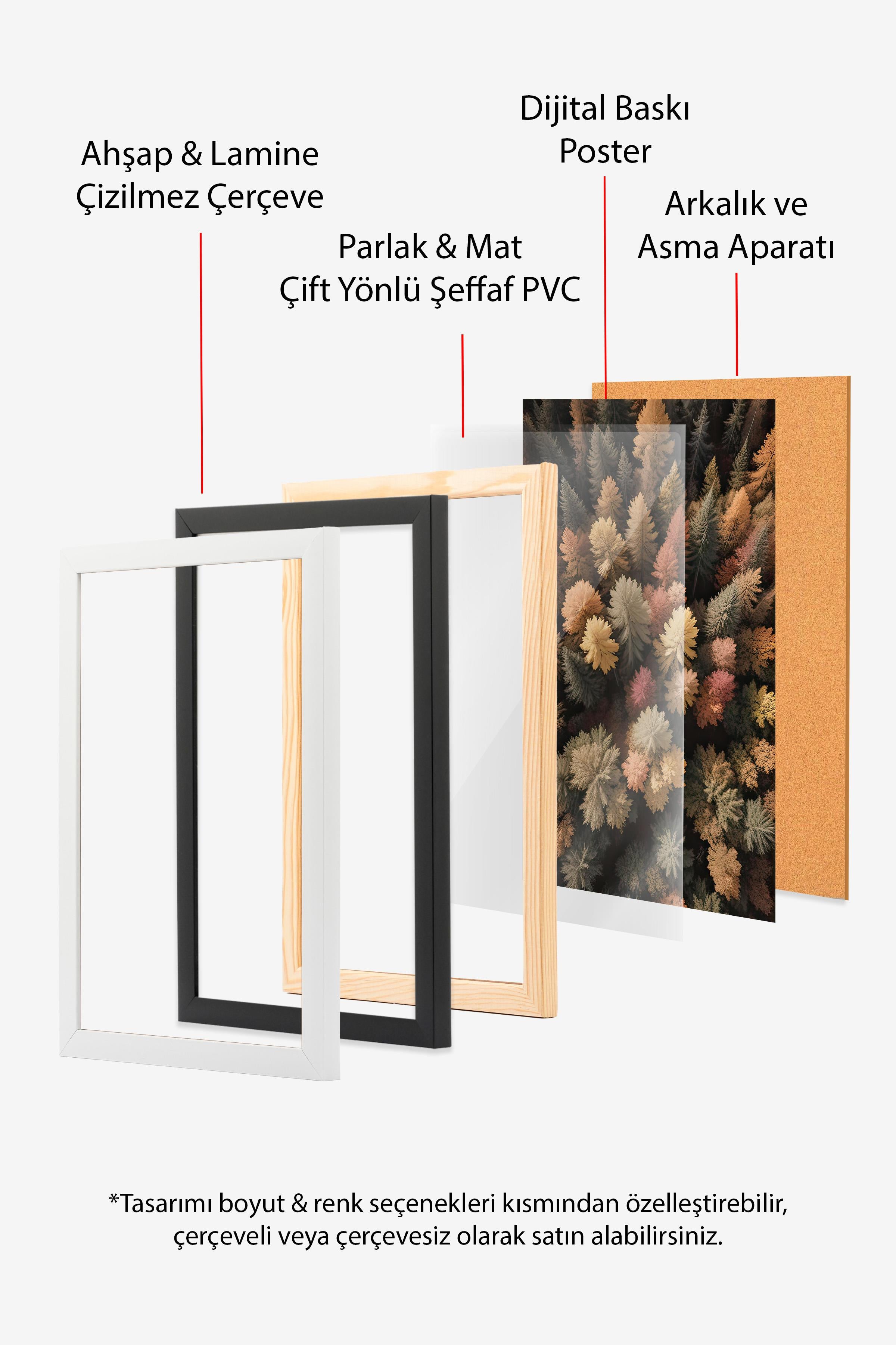 Siyah Çerçeveli Tablo, Poster ve Çerçeve Seti, Cups of Coffee Comfort Serisi NO:108581