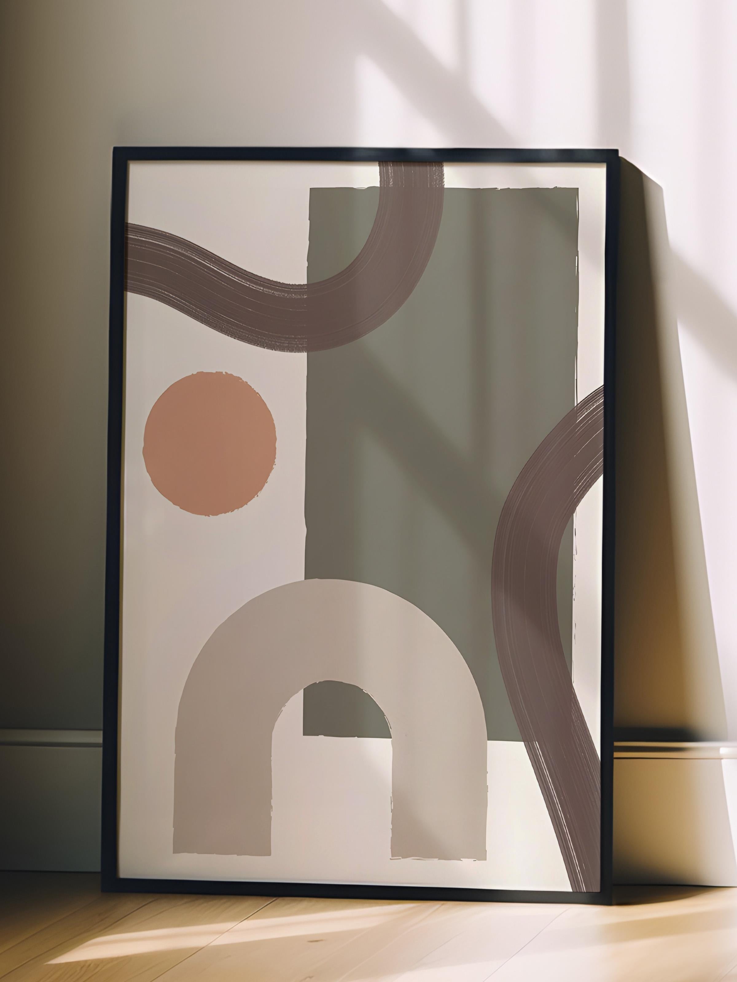 Siyah Çerçeveli Tablo, Poster ve Çerçeve Seti, Earthy Geometrics No2 Comfort Serisi NO:108588