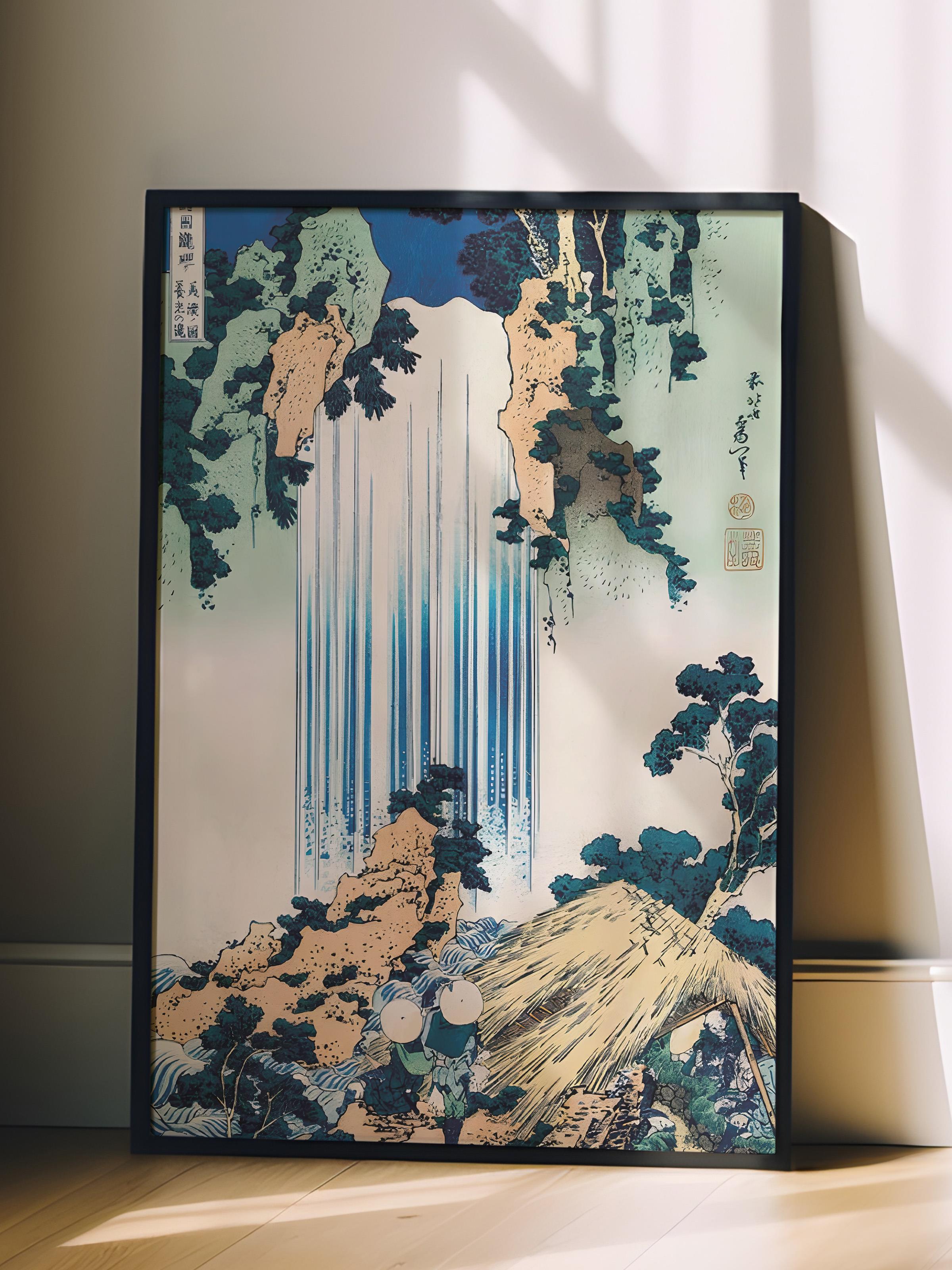 Siyah Çerçeveli Tablo, Hokusai - Yōrō Waterfall In Mino Province Comfort Serisi NO:108717