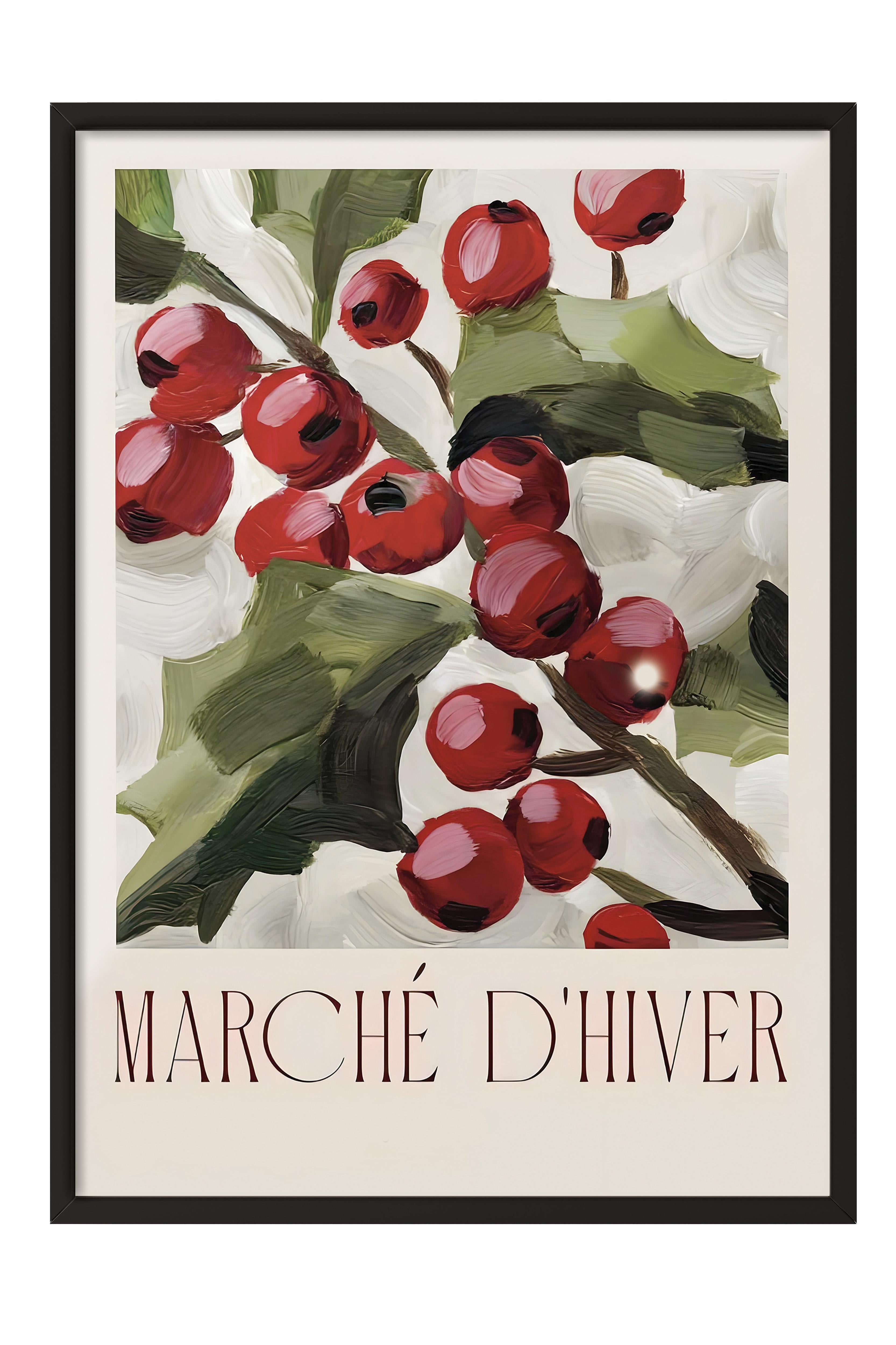 Siyah Çerçeveli Tablo, Yılbaşı Poster, Yılbaşı Dekoru,Marché D'Hiver Comfort Serisi NO:108672