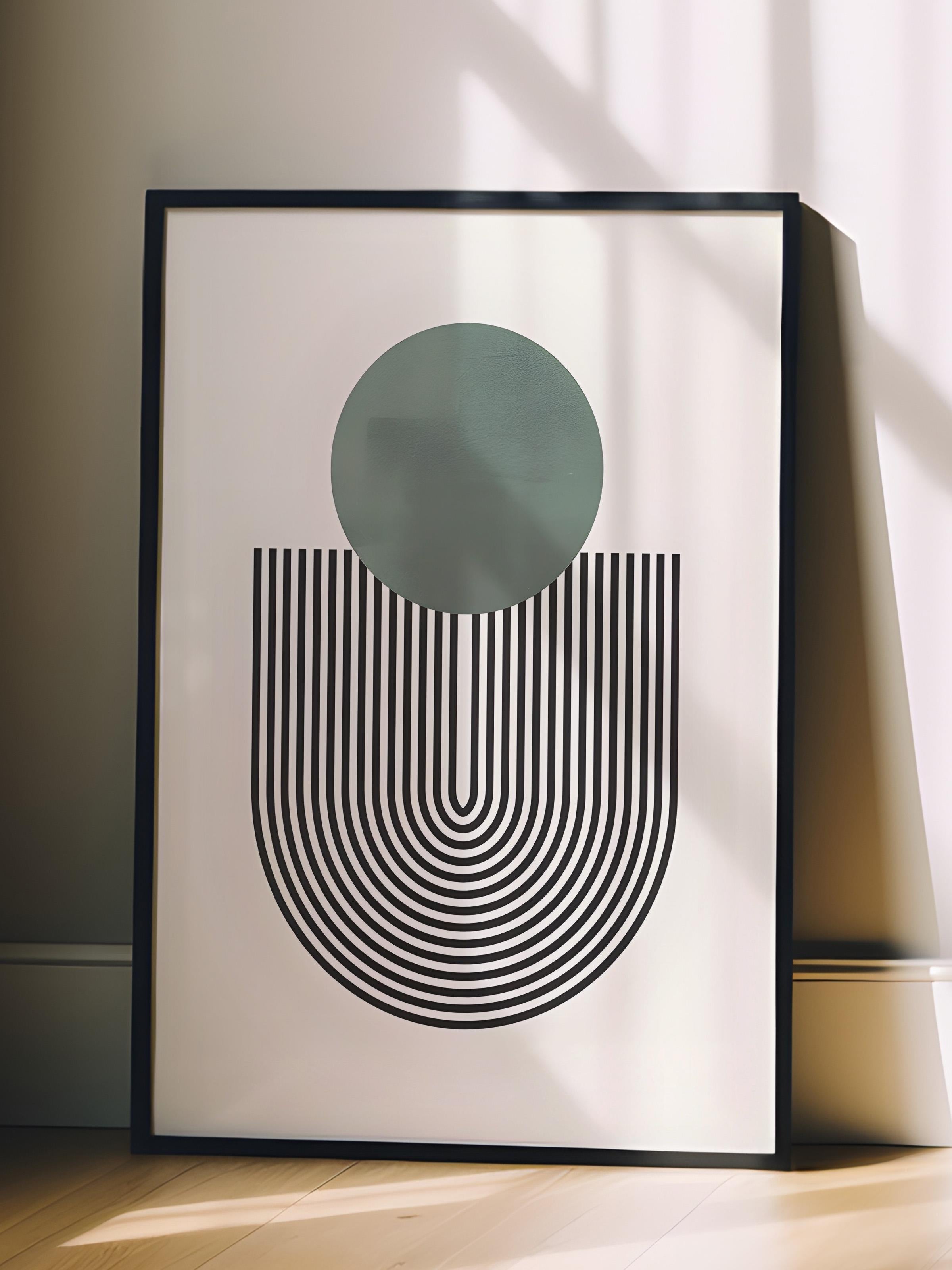 Siyah Çerçeveli Tablo, Poster ve Çerçeve Seti, Mid Century Green No1 Comfort Serisi NO:108589
