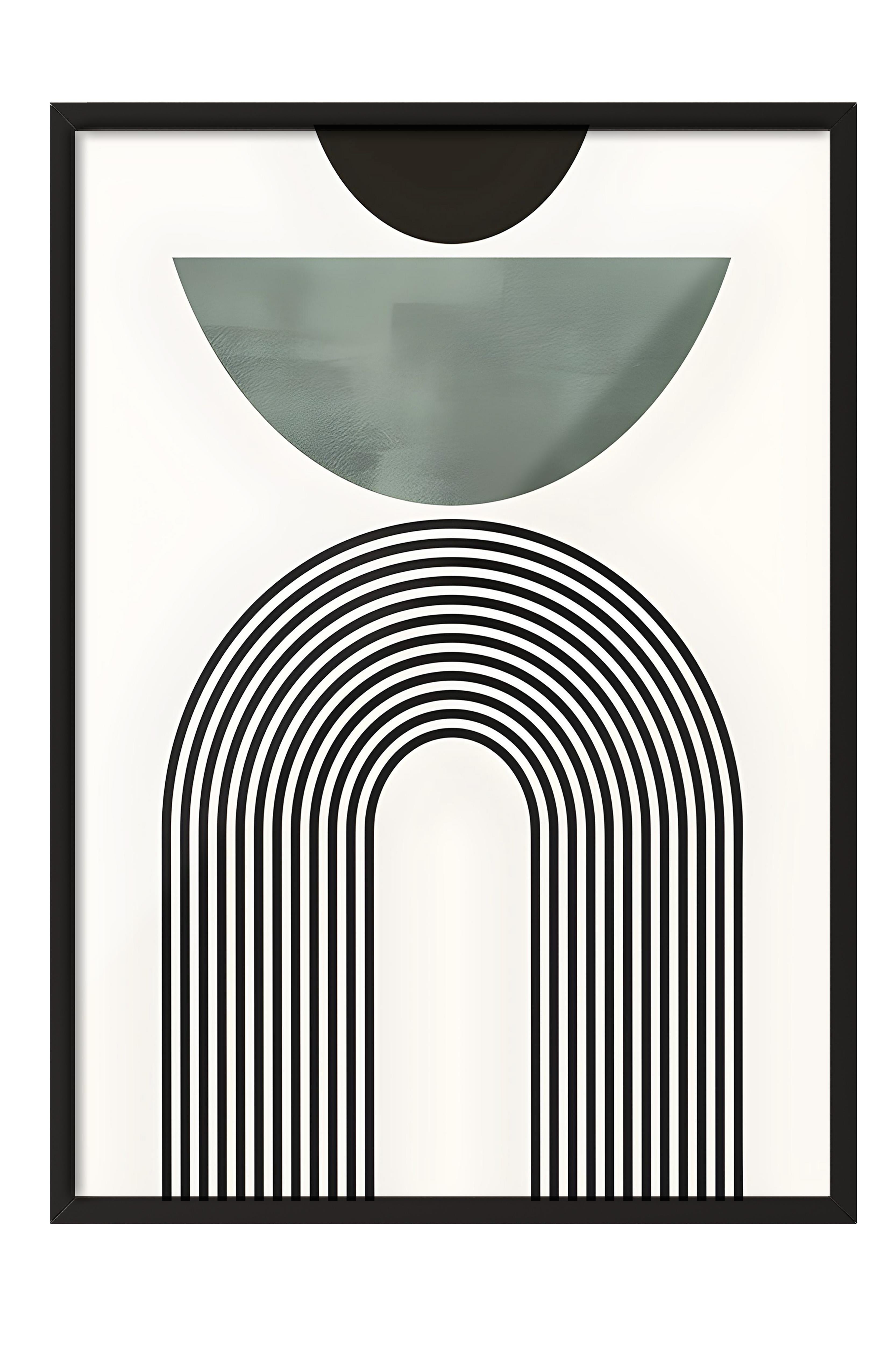 Siyah Çerçeveli Tablo, Poster ve Çerçeve Seti, Mid Century Green No2 Comfort Serisi NO:108590