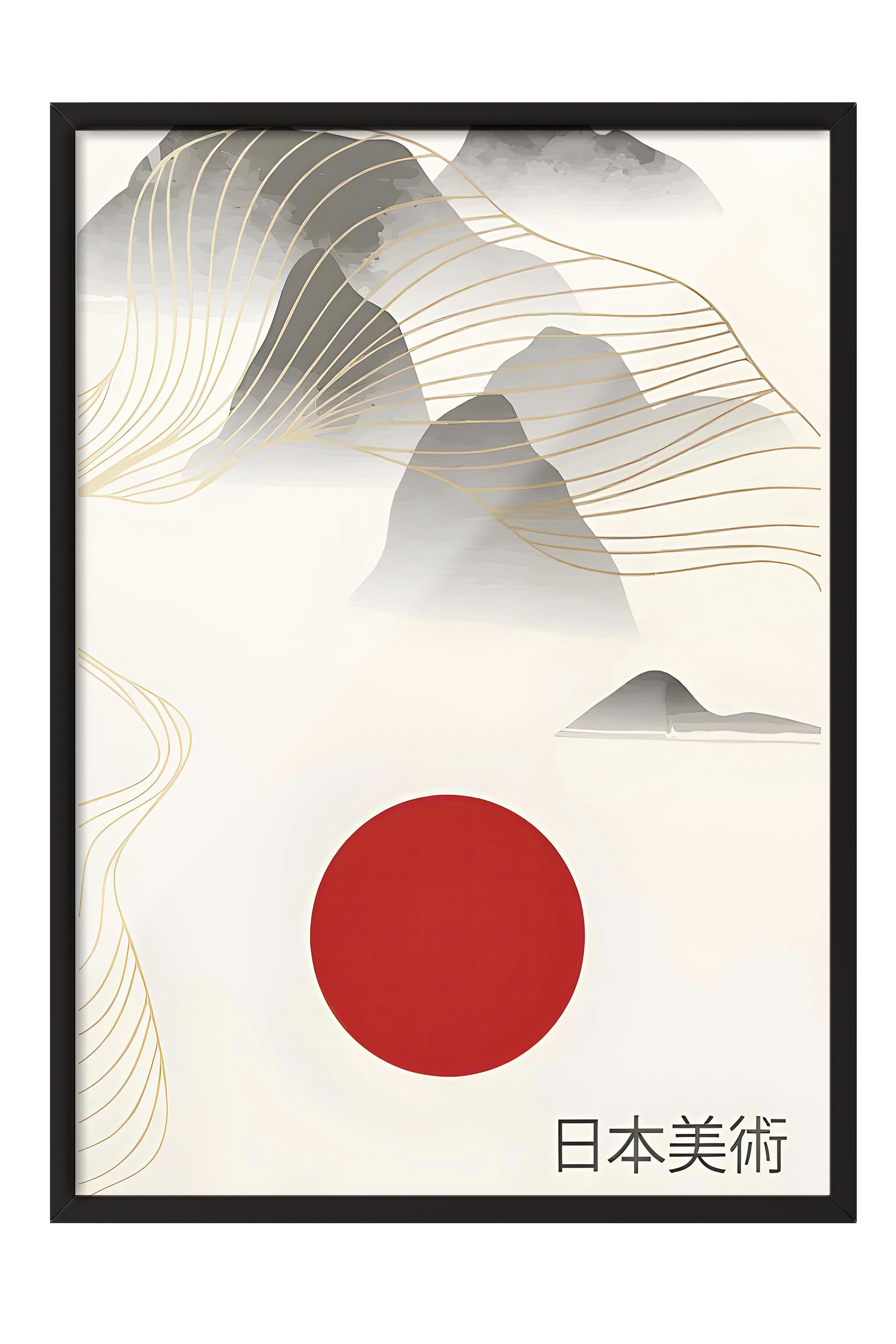 Siyah Çerçeveli Tablo, Poster ve Çerçeve Seti, Mountains Japandi Comfort Serisi NO:108722