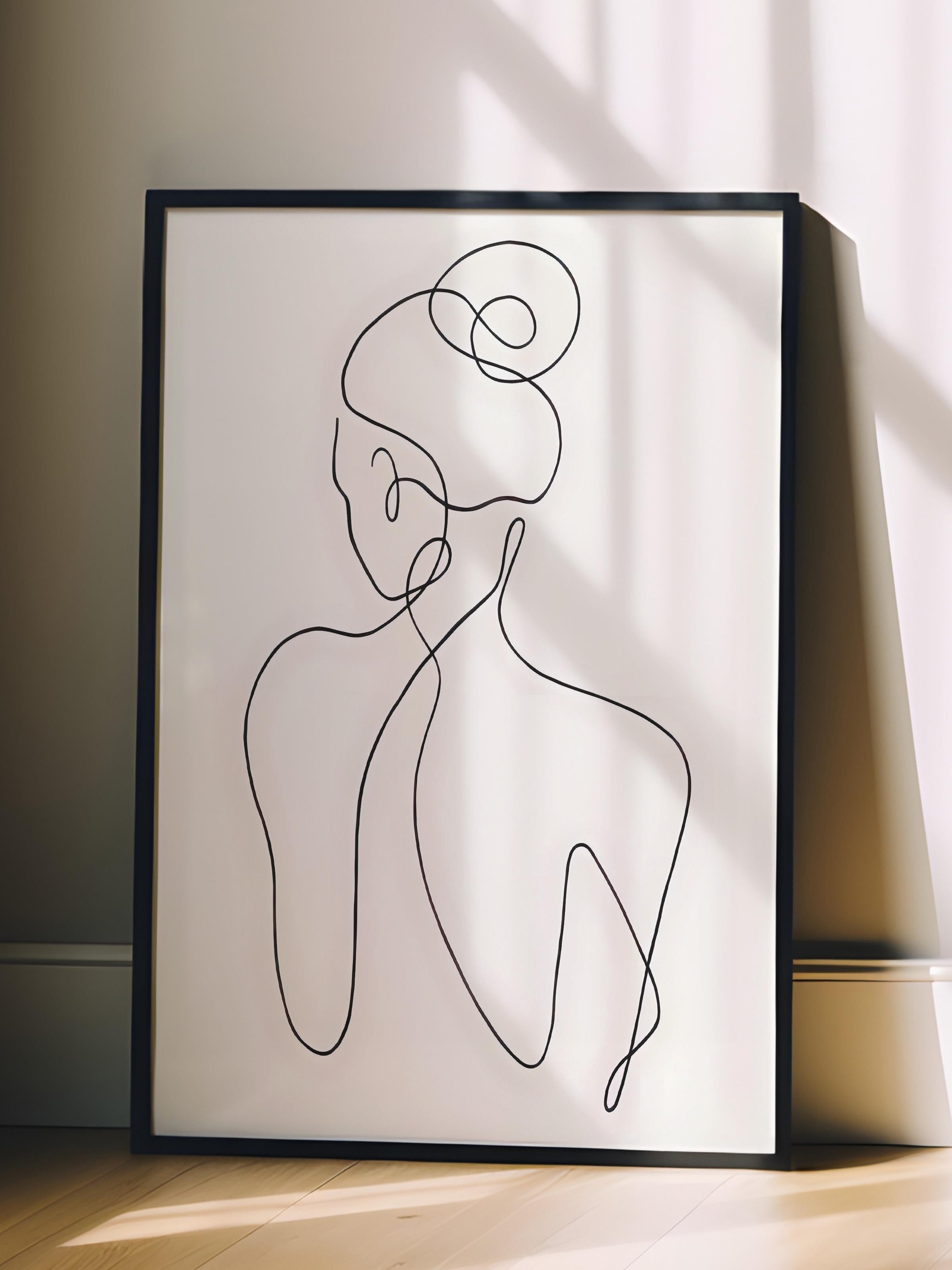 Siyah Çerçeveli Tablo, Poster ve Çerçeve Seti, One Line Art No 1 Comfort Serisi NO:108653