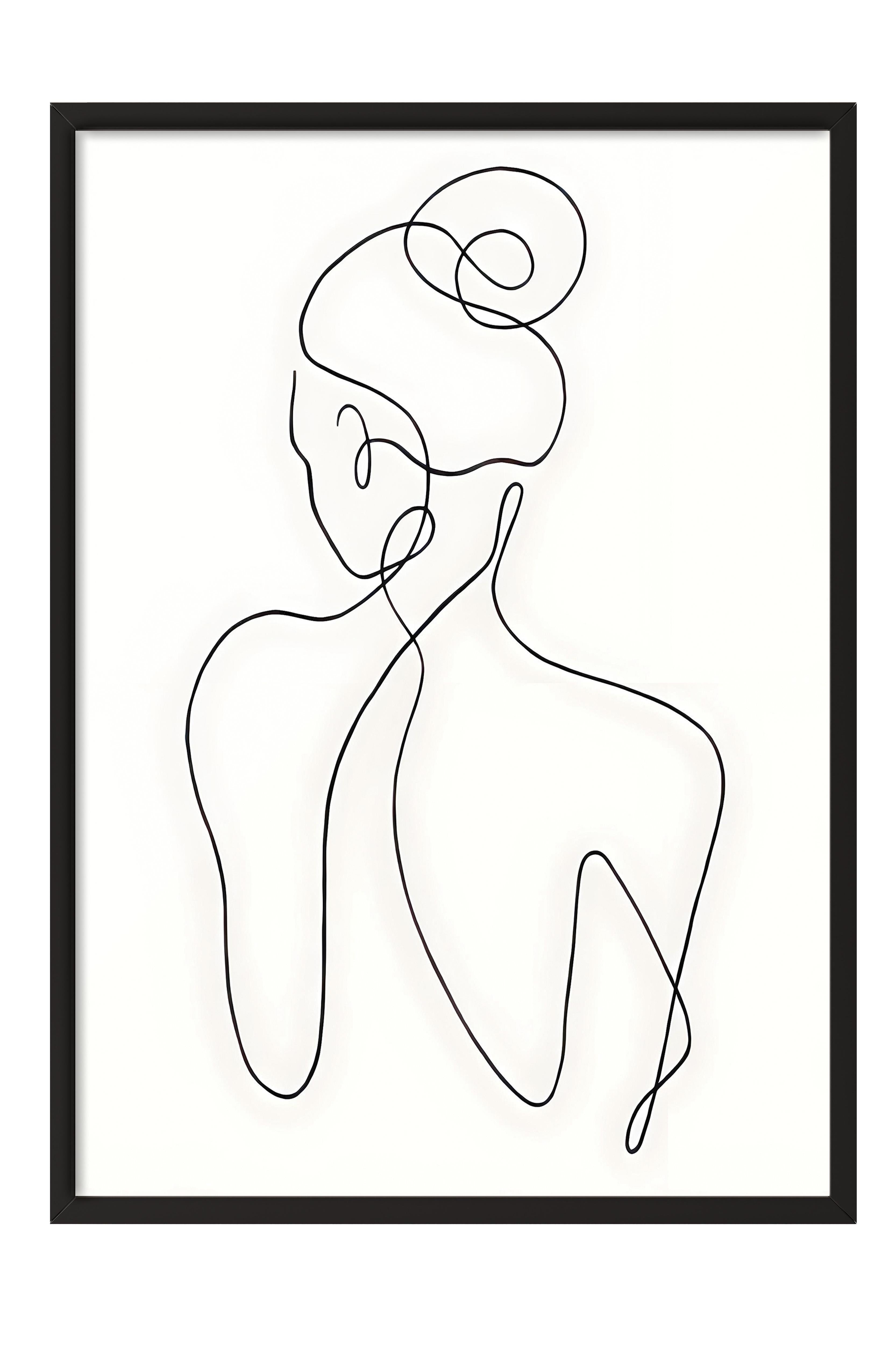 Siyah Çerçeveli Tablo, Poster ve Çerçeve Seti, One Line Art No 1 Comfort Serisi NO:108653