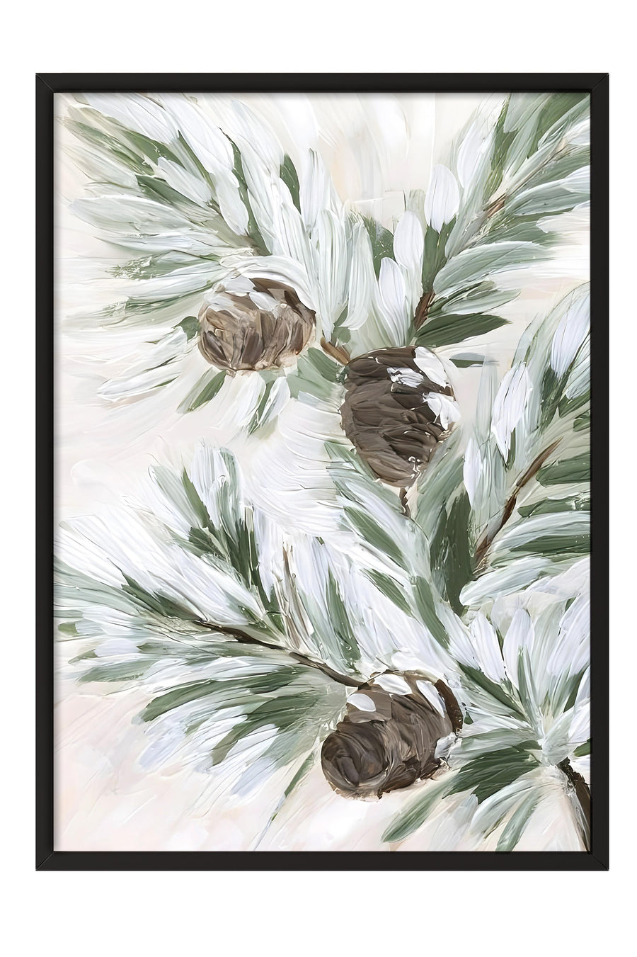 Çam Kozalağı ve Dalları Yılbaşı Poster – Siyah Çerçeveli Tablo