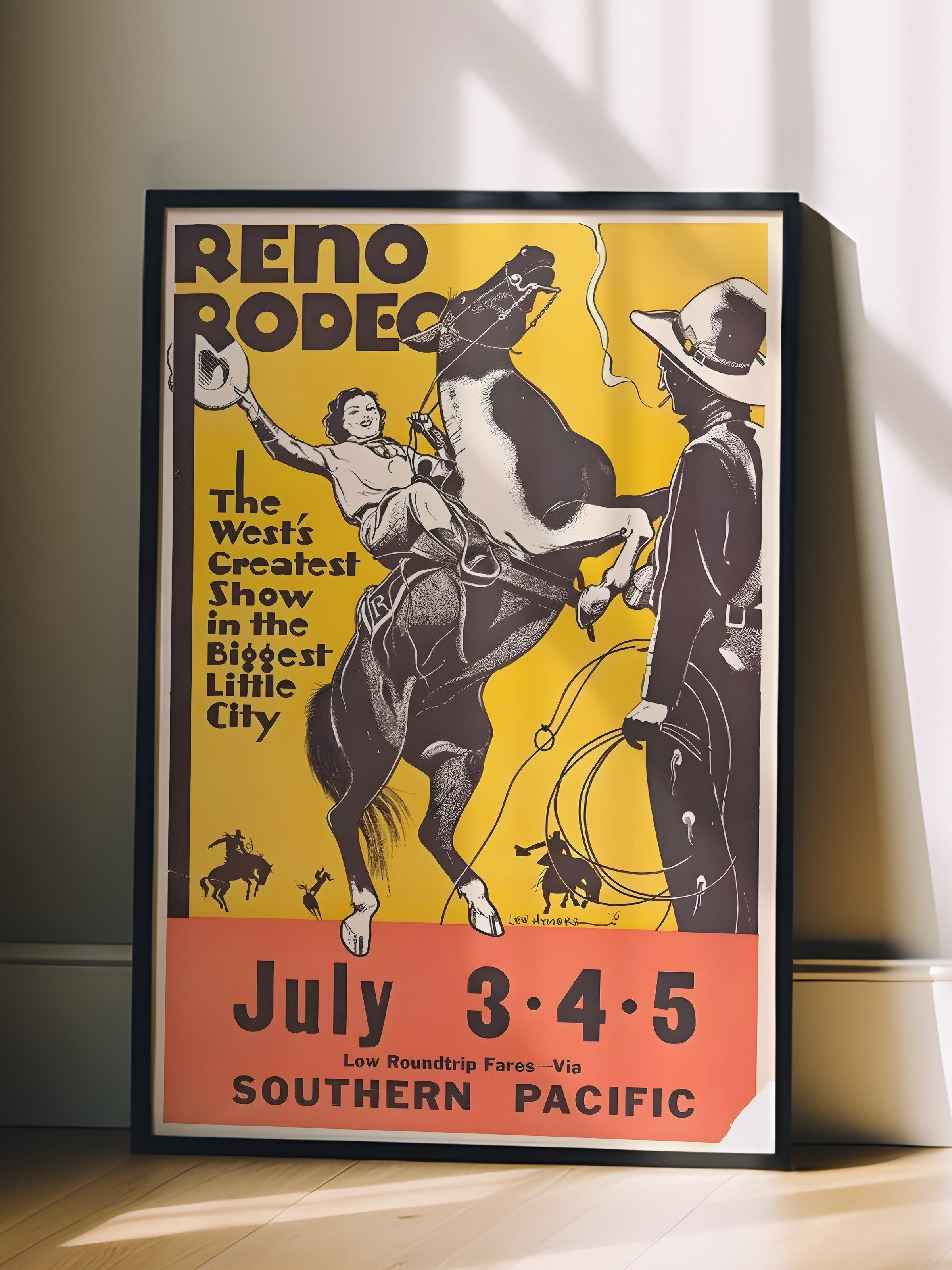 Siyah Çerçeveli Tablo, Reno Rodeo Retro, Comfort Serisi Poster ve Duvar Tablosu, NO:108959