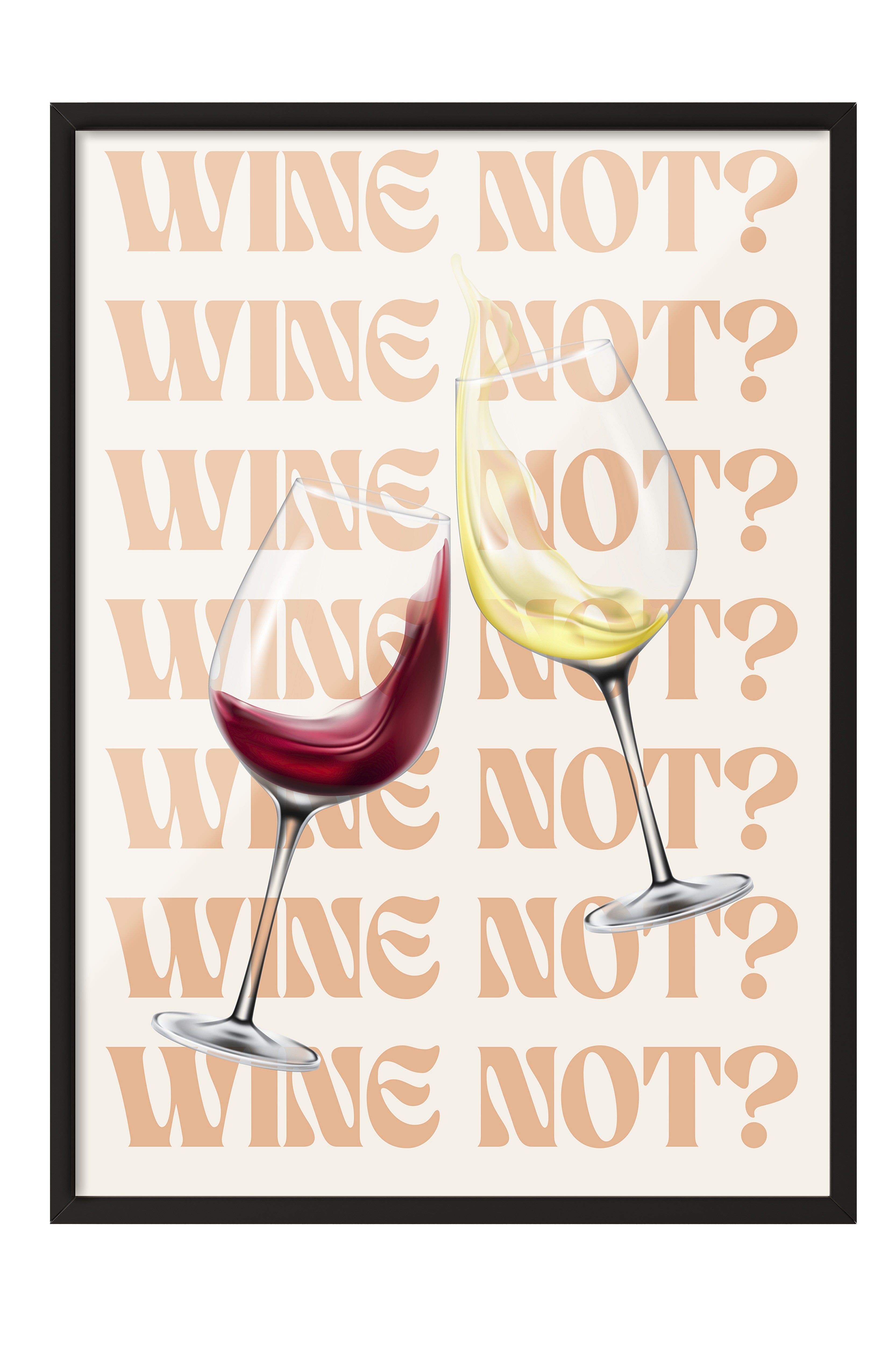 Siyah Çerçeveli Tablo, Şarap Kadehi, Dijital Resim, Minimalist, Kırmızı, Bej Renk Poster, 2025 Yaz Seçkisi, NO:109804