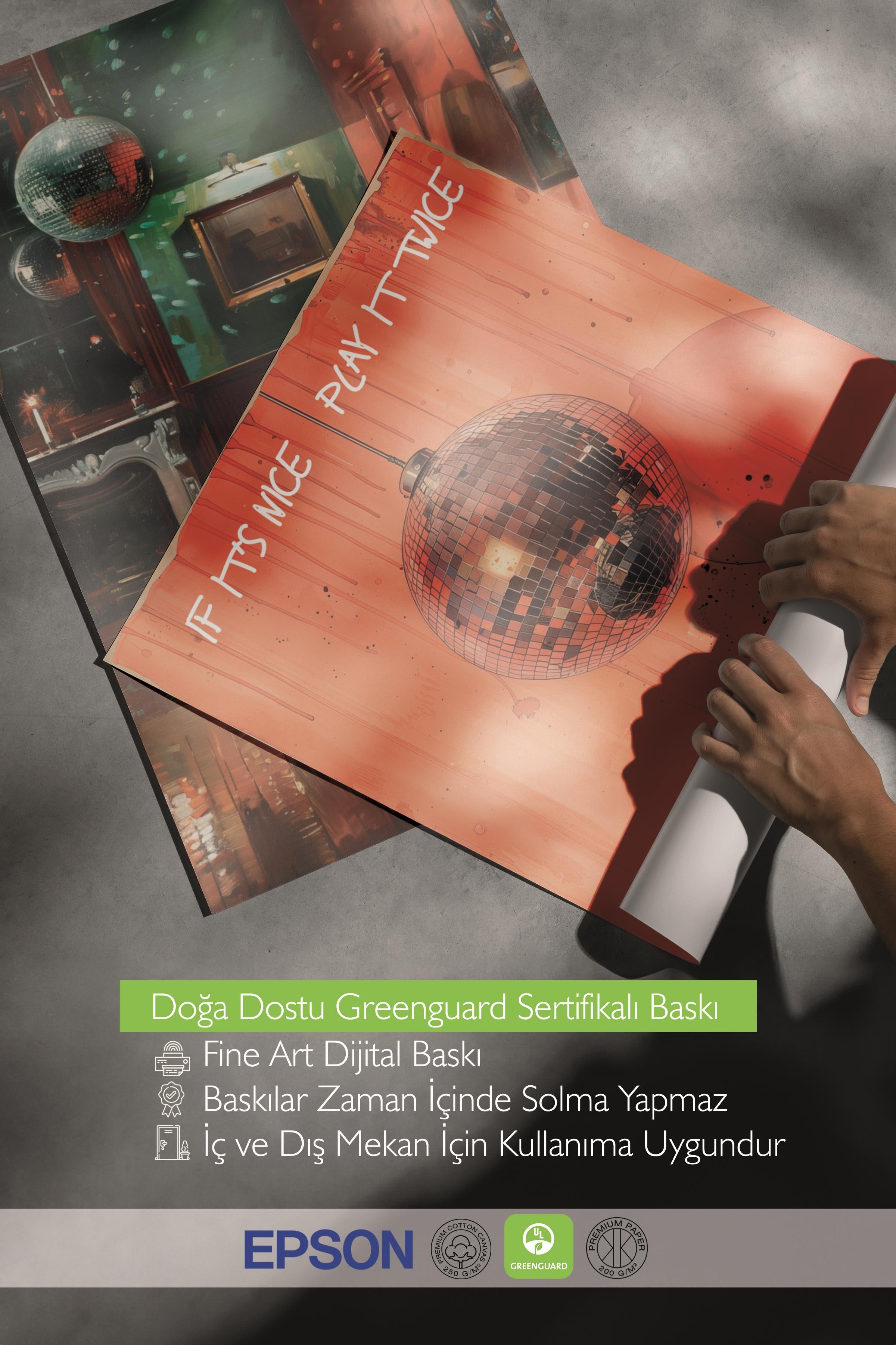 Siyah Çerçeveli Tablo Seti, Disko Topu Maximalist Duvar Tablosu, 3 Adet Poster Seti, No:300791