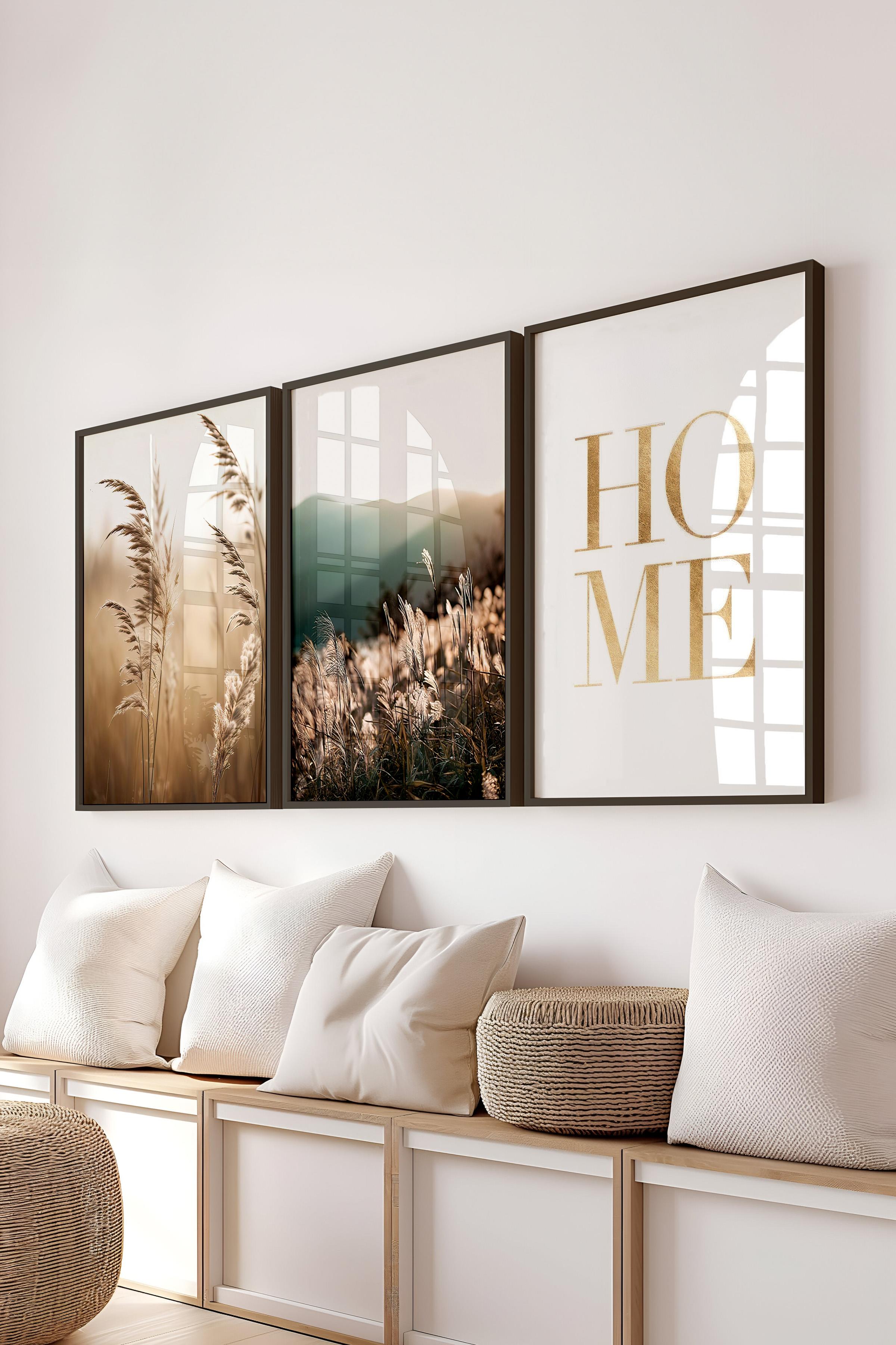 Siyah Çerçeveli Tablo Seti, Karışık Fotoğraflar Duvar Tablosu, 3 Adet Poster Seti, No:300728