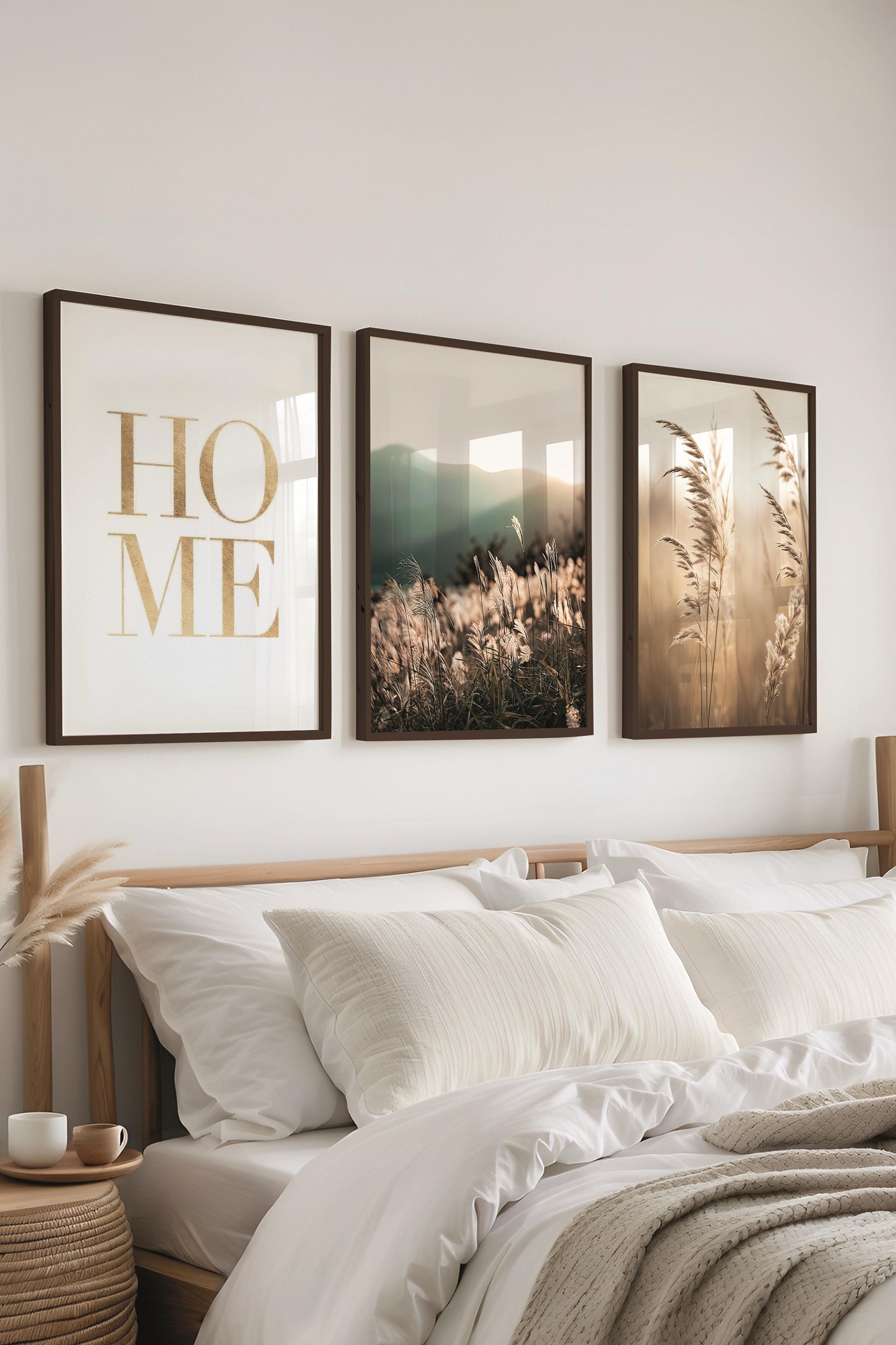 Siyah Çerçeveli Tablo Seti, Karışık Fotoğraflar Duvar Tablosu, 3 Adet Poster Seti, No:300728